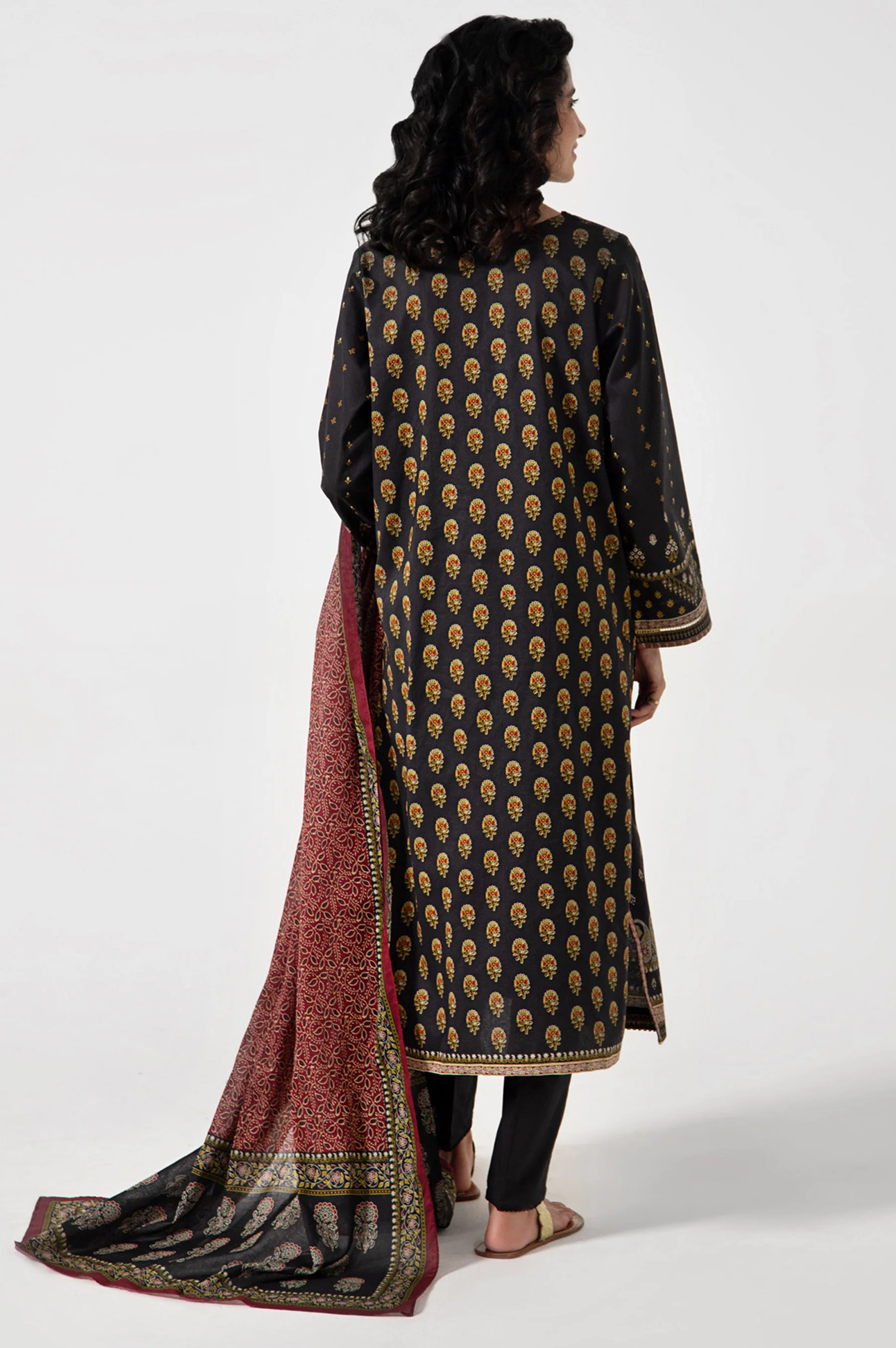 Stitched 3 Piece Embroidered Lawn with Cotton Net Suit - Image 2