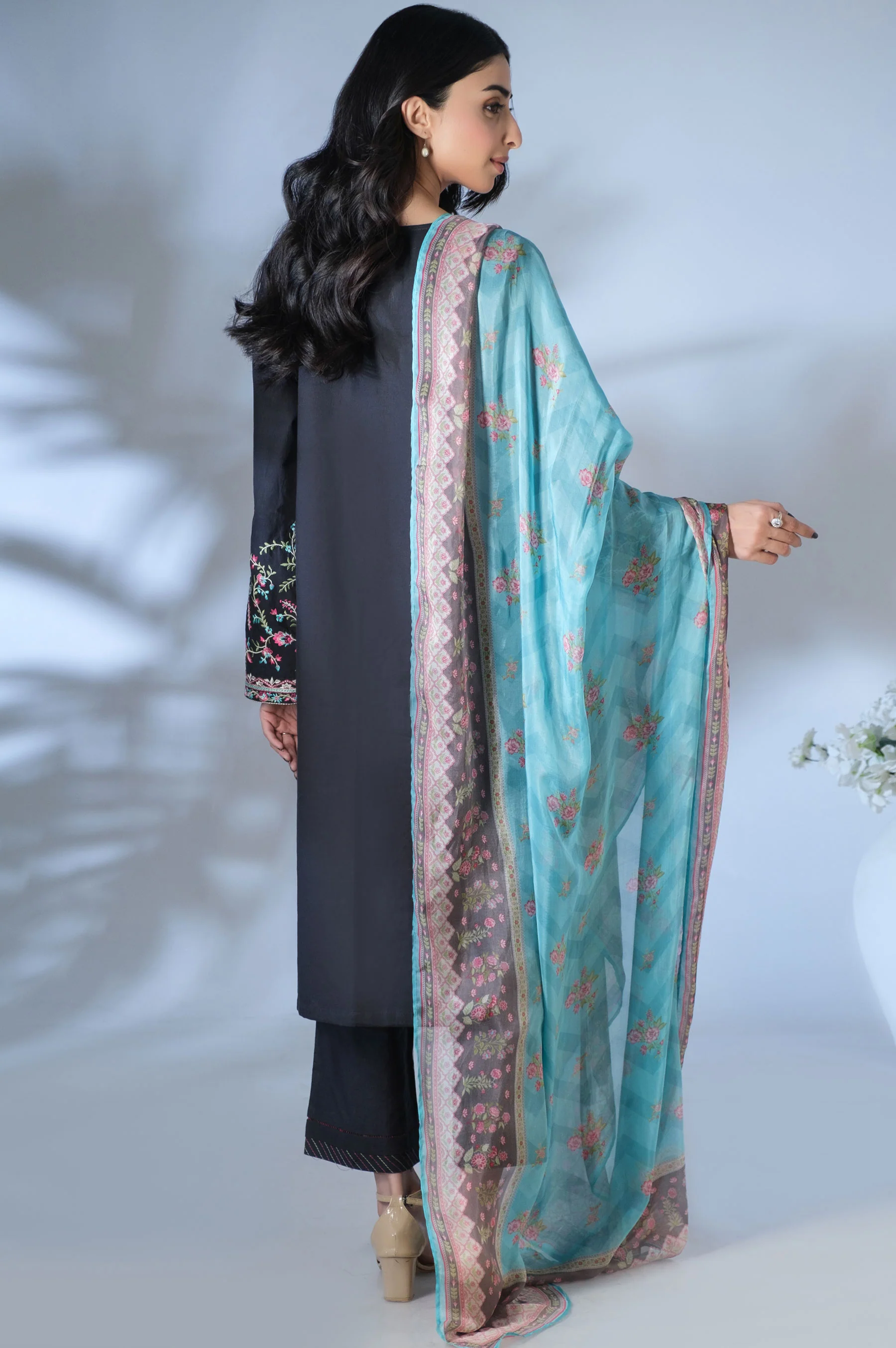 Stitched 3 Piece Embroidered Cambric Suit - Image 4