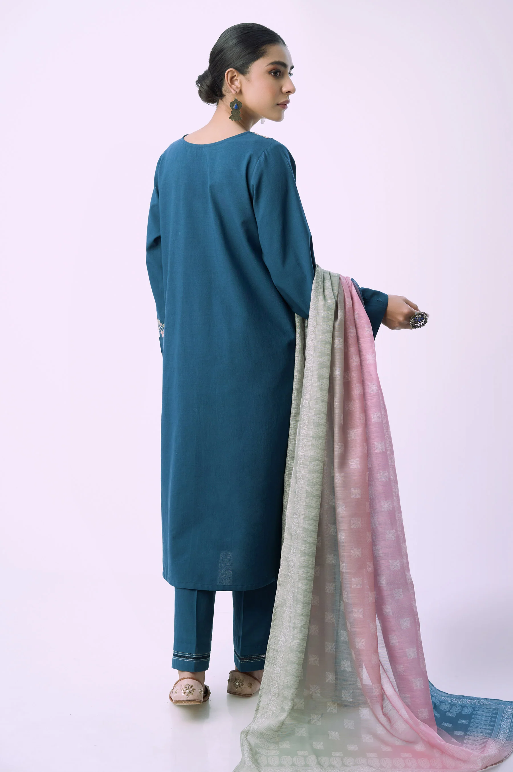 Stitched 3 Piece Textured Printed Lawn Suit - Image 2