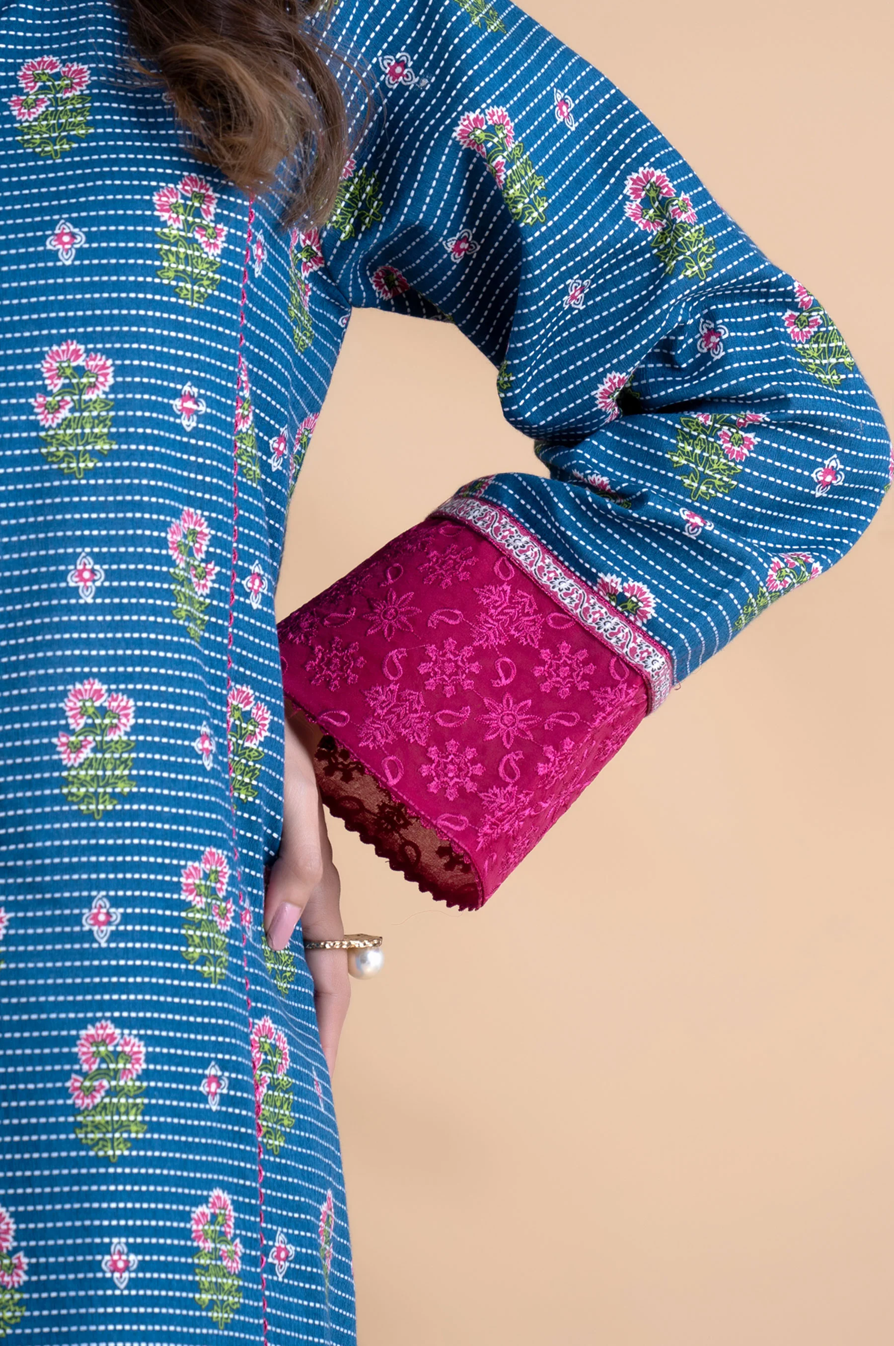 Stitched 3 Piece Printed Dobby Lawn Suit - Image 6
