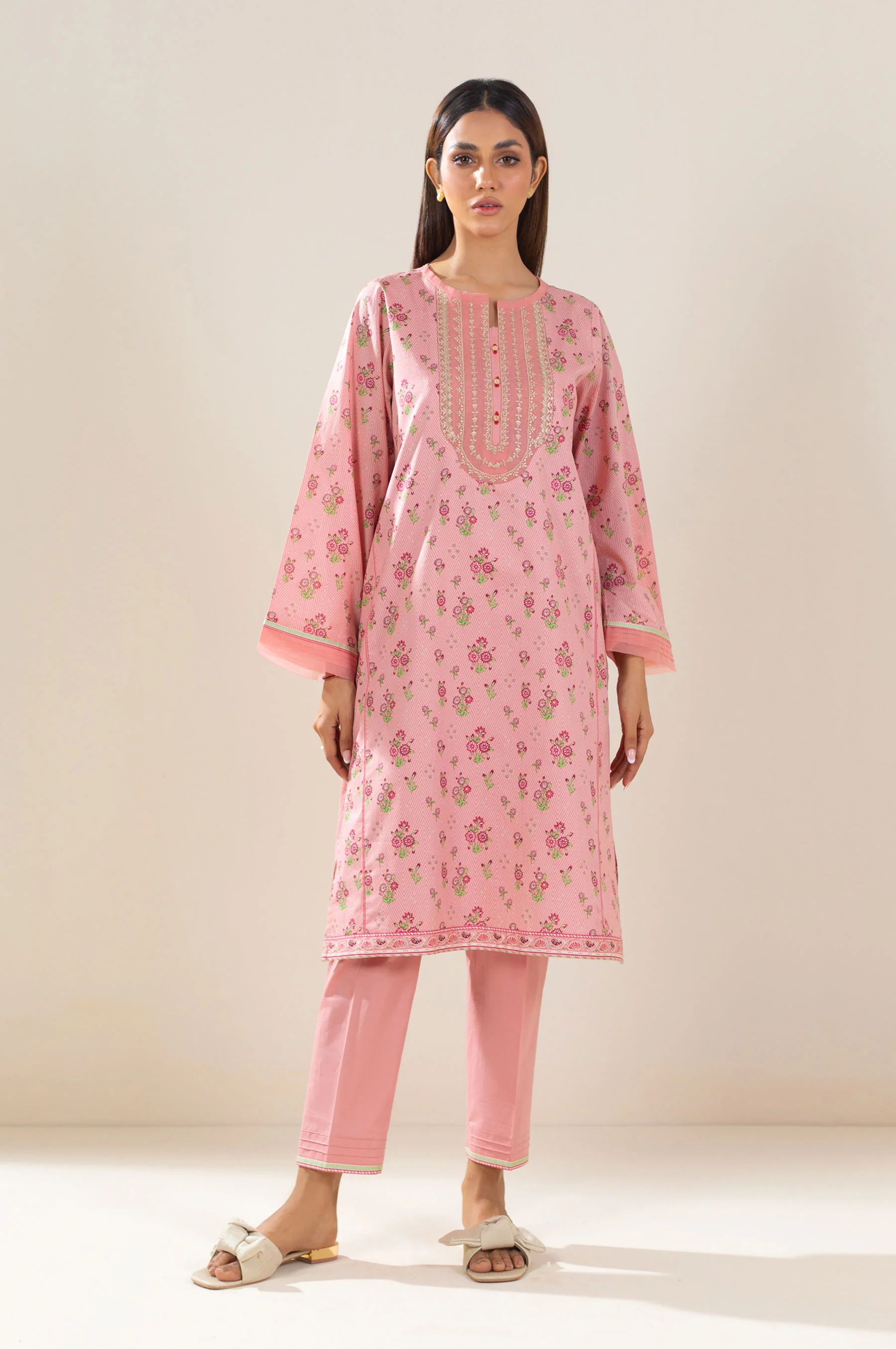 Stitched 3 Piece Embroidered Lawn Suit - Image 5