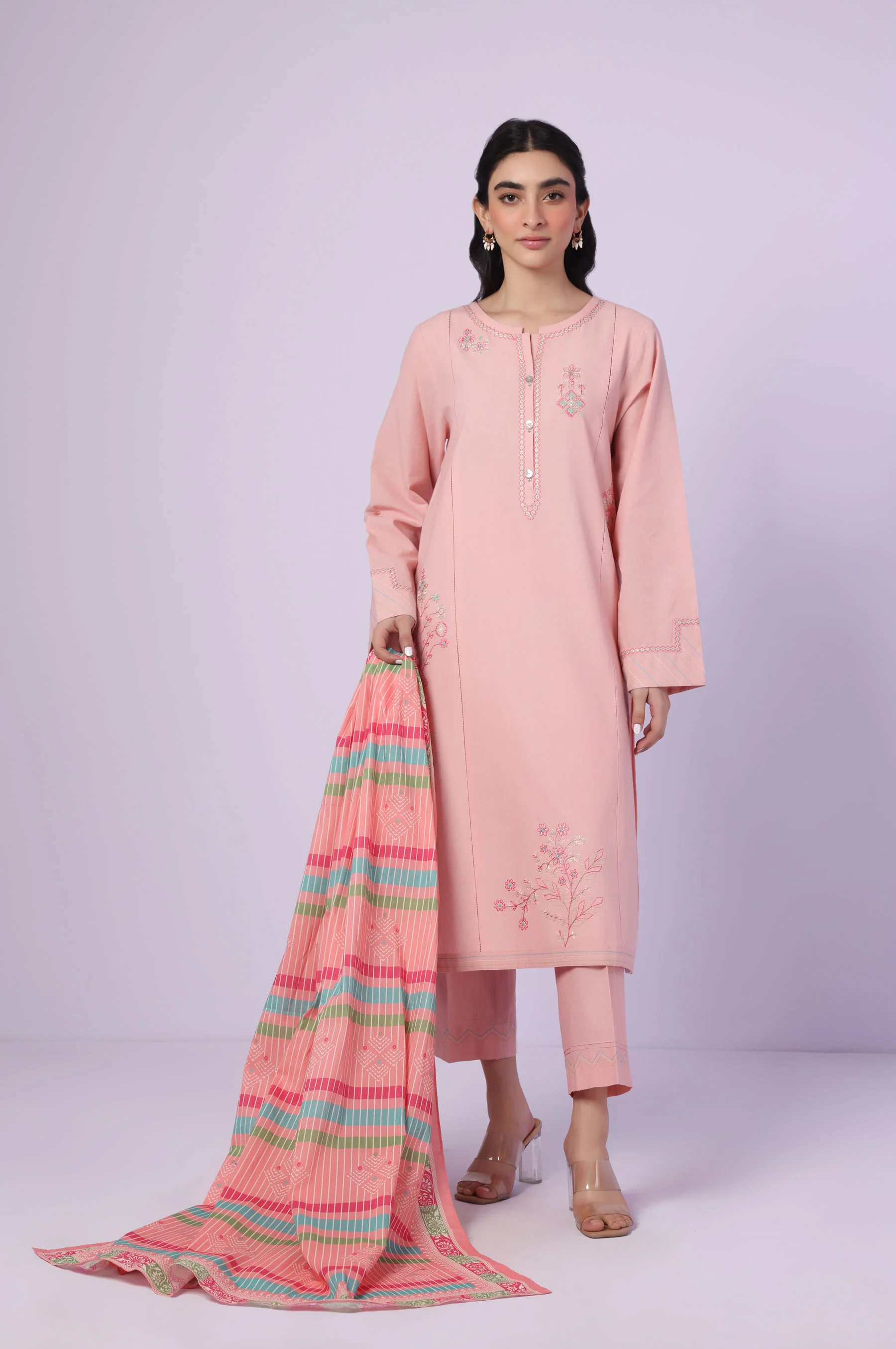 Stitched 3 Piece Embroidered Lawn Suit
