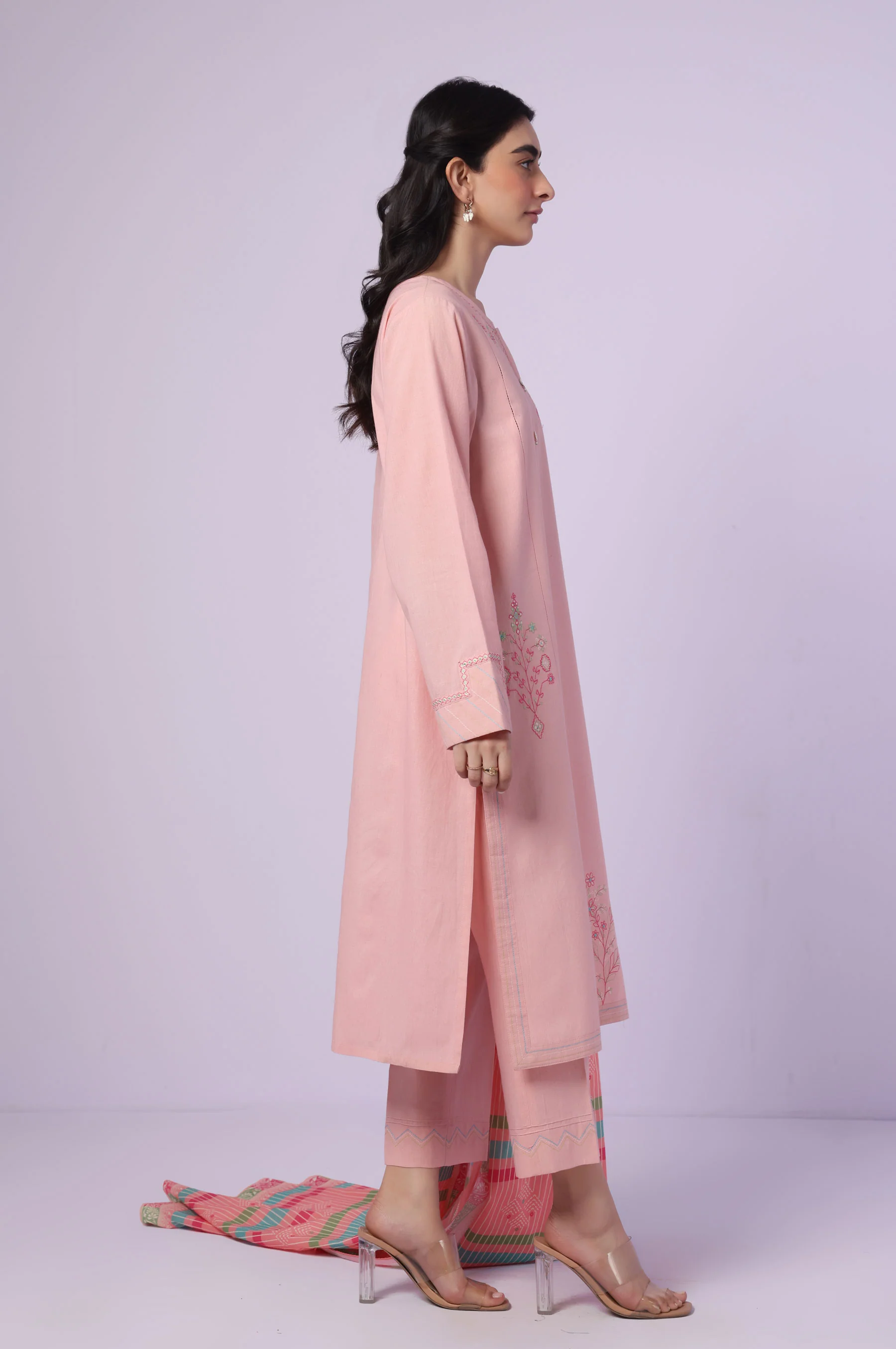 Stitched 3 Piece Embroidered Lawn Suit - Image 4