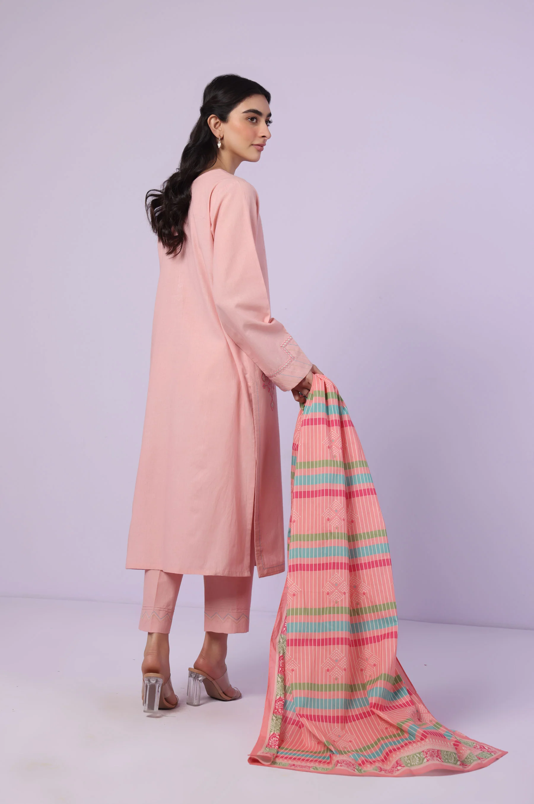 Stitched 3 Piece Embroidered Lawn Suit - Image 6