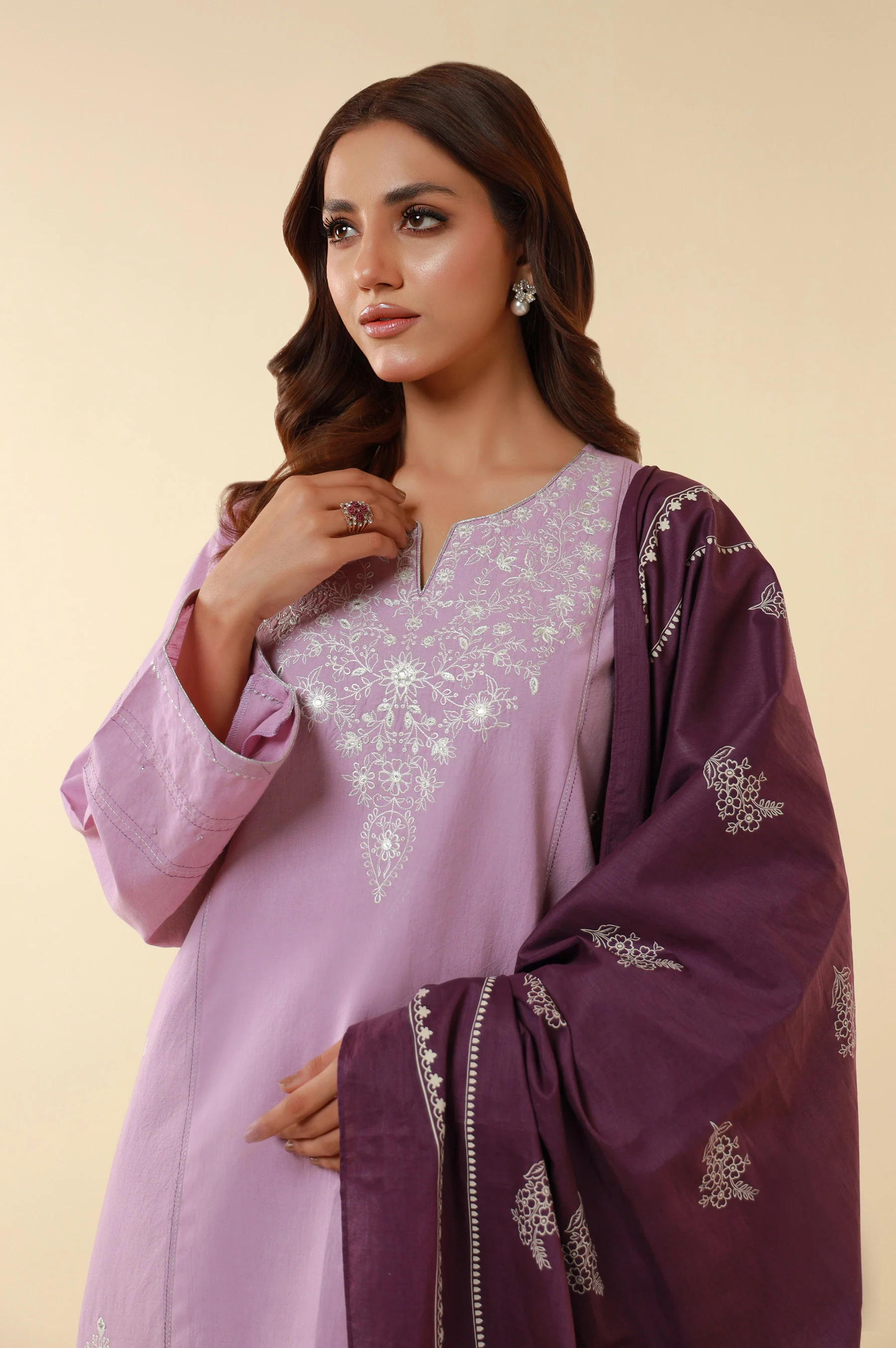 Stitched 3 Piece Embroidered Lawn Suit - Image 3