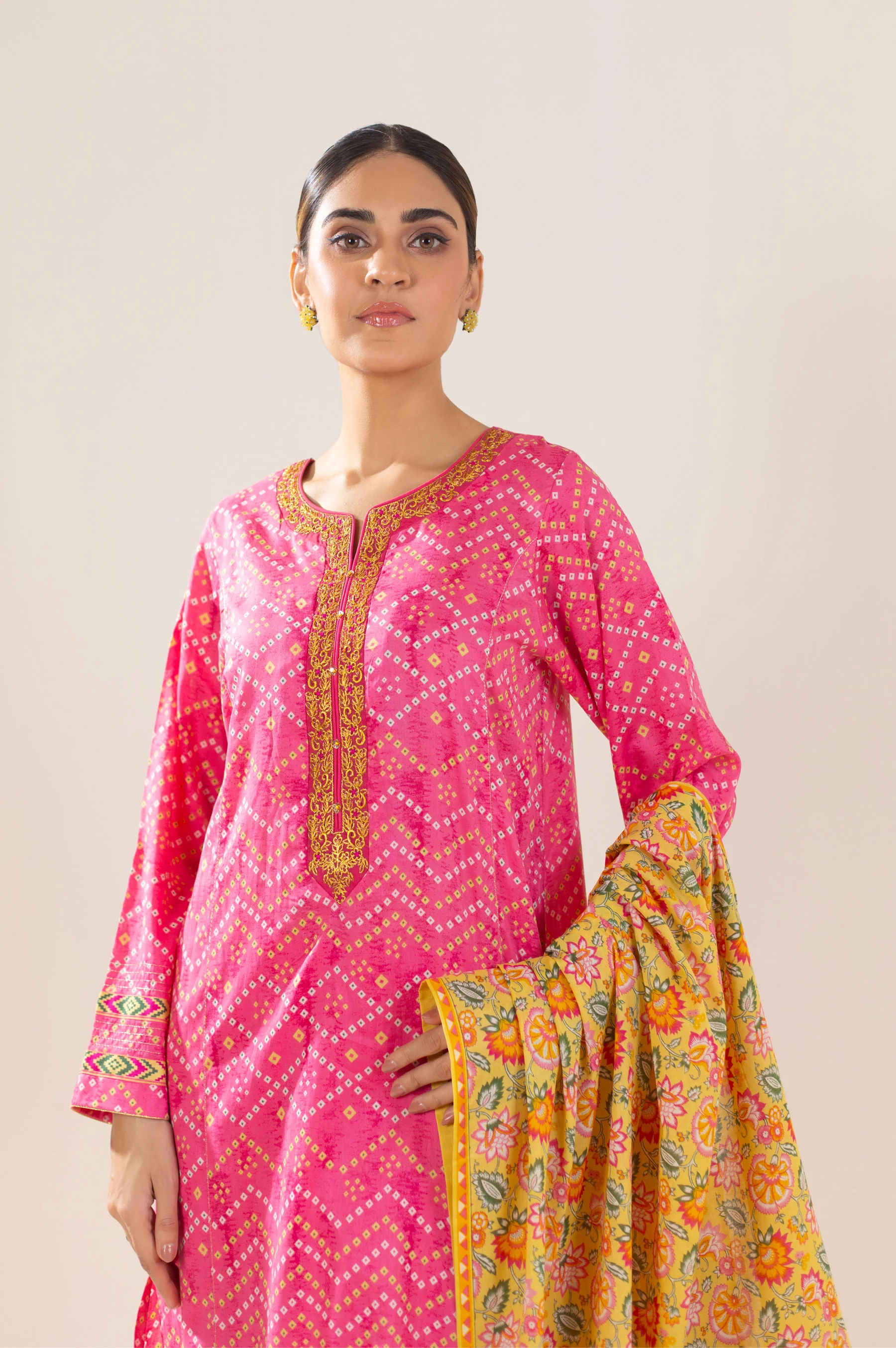 Stitched 3 Piece Embroidered Lawn Suit - Image 2
