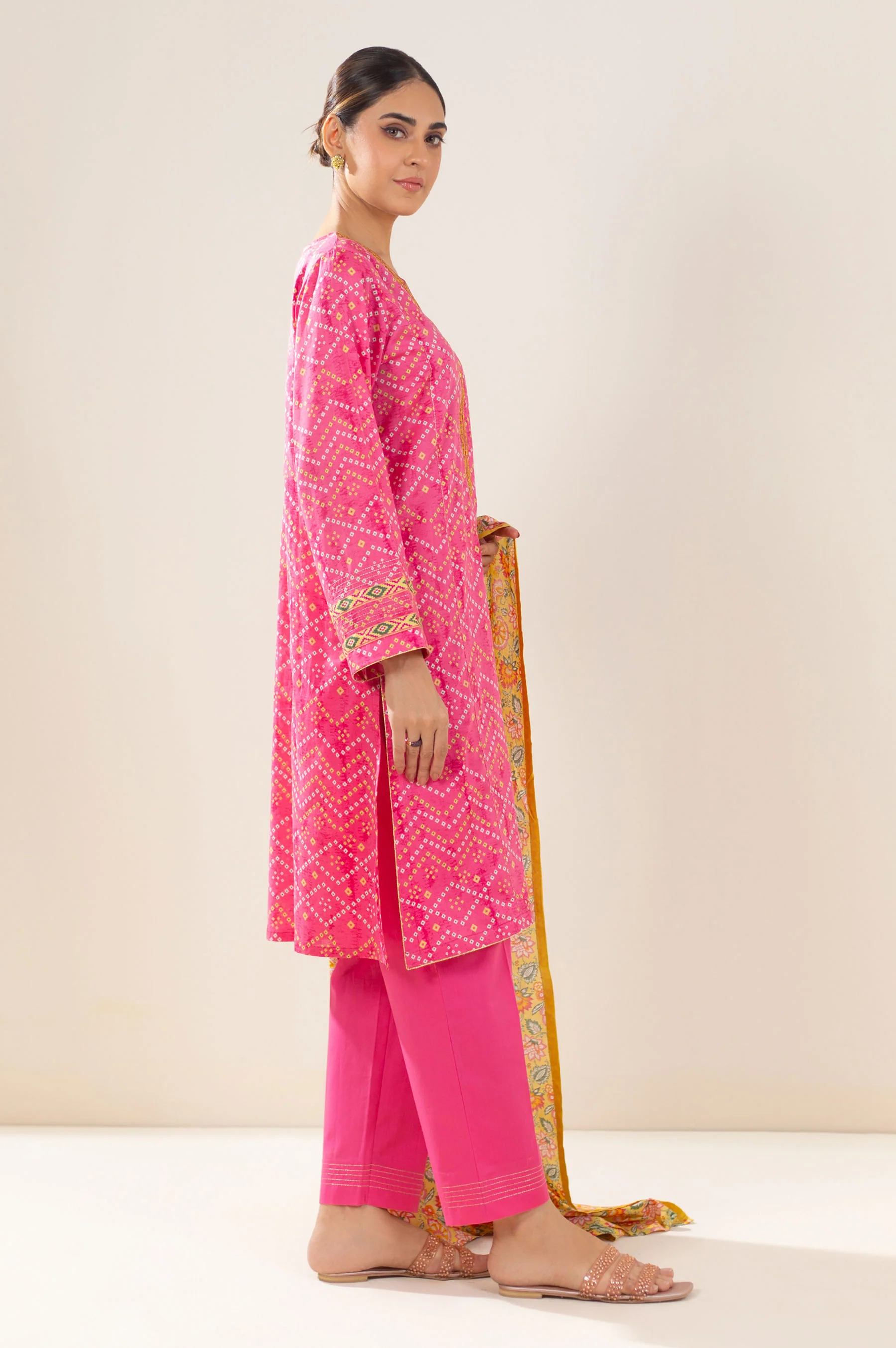 Stitched 3 Piece Embroidered Lawn Suit - Image 3