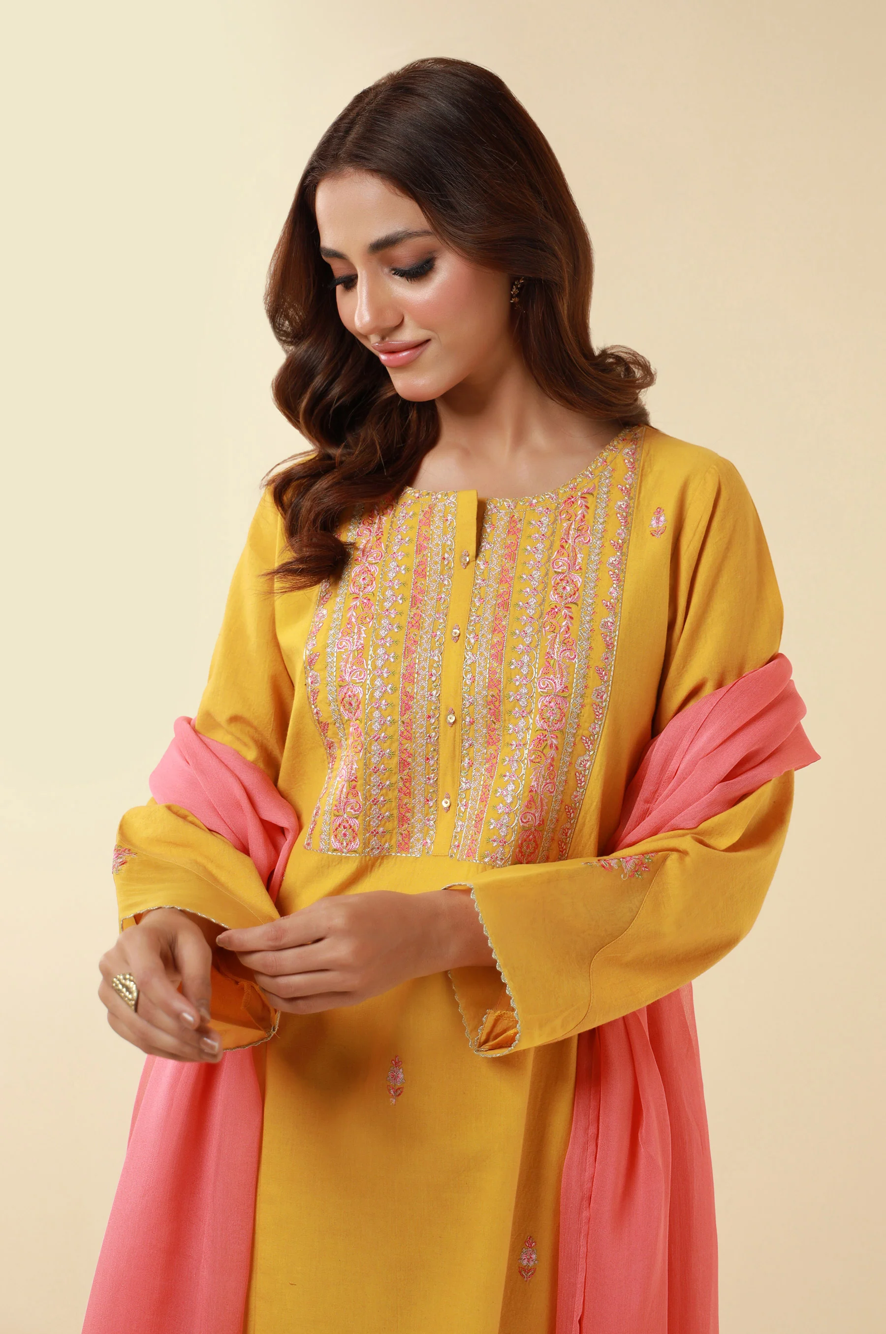 Stitched 3 Piece Embroidered Lawn Suit - Image 2