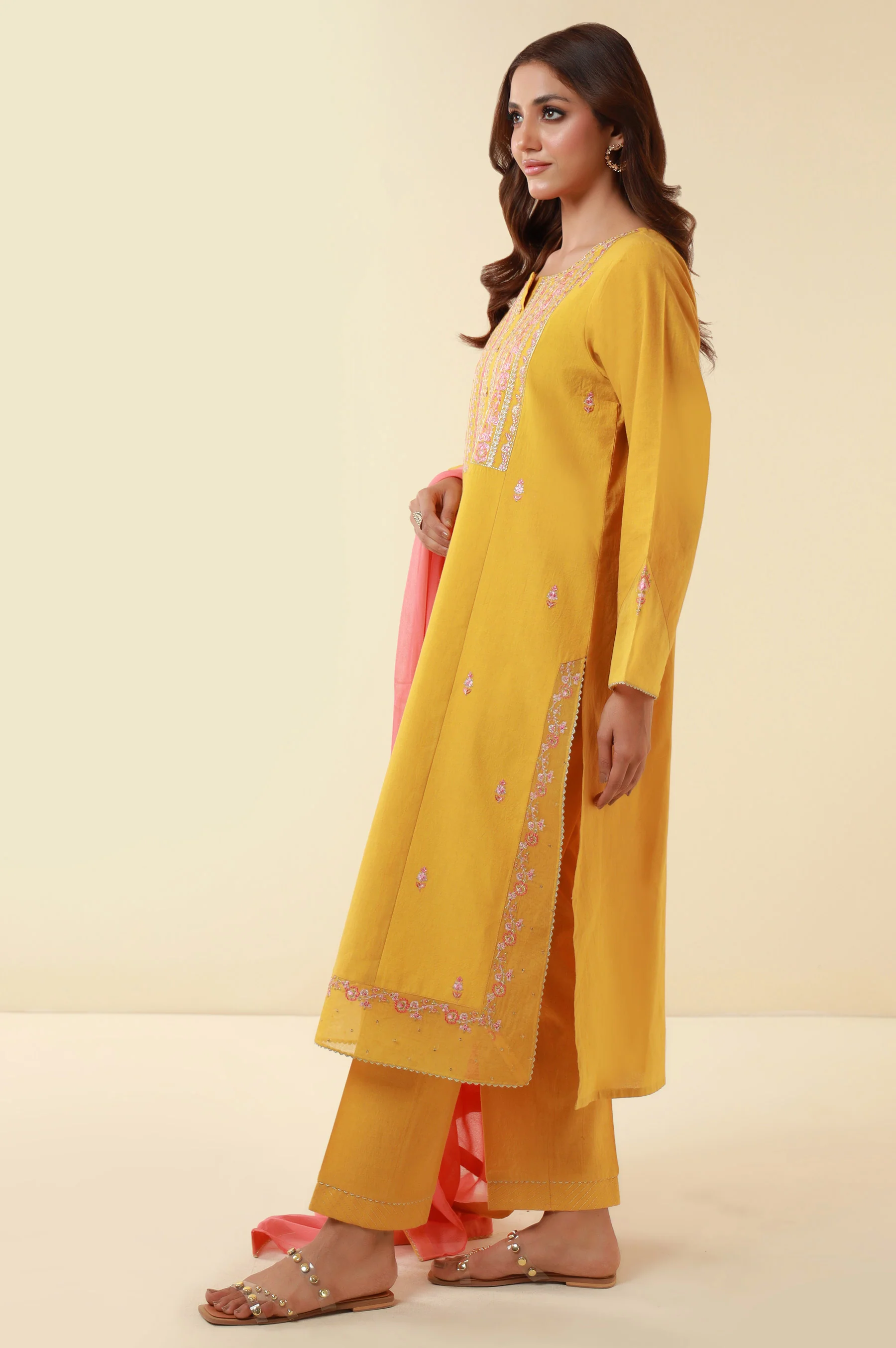 Stitched 3 Piece Embroidered Lawn Suit - Image 3