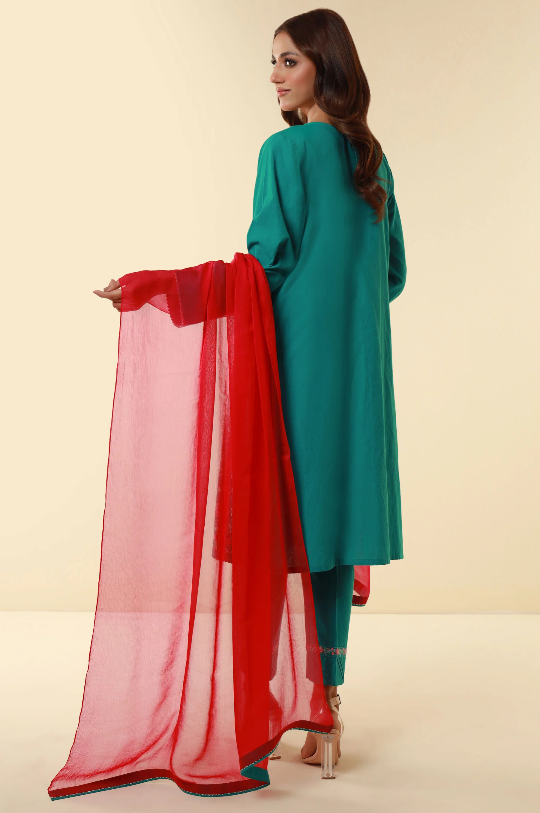 Stitched 3 Piece Embroidered Lawn Suit - Image 5