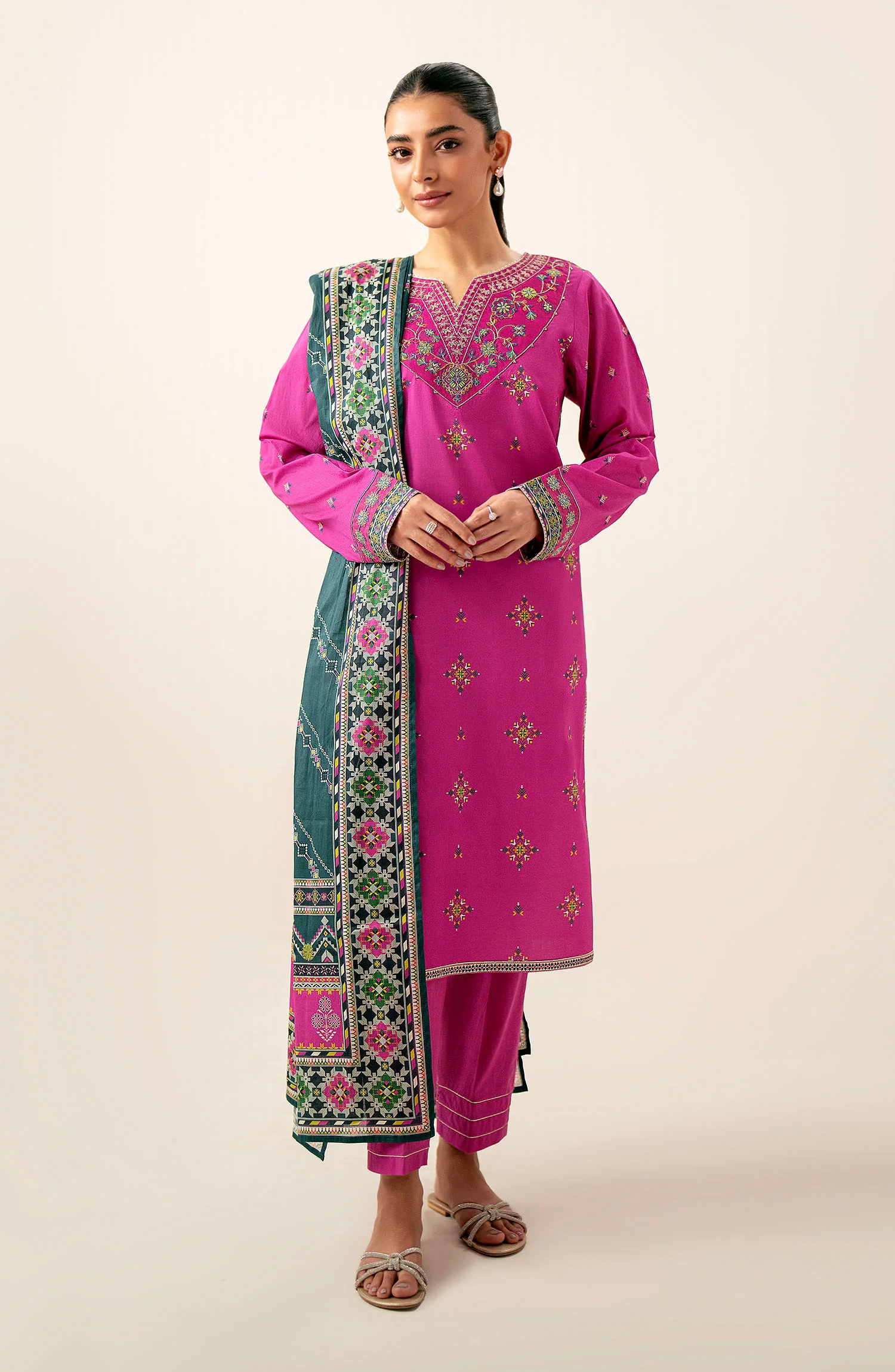 Stitched 3 Piece Embroidered Lawn Suit