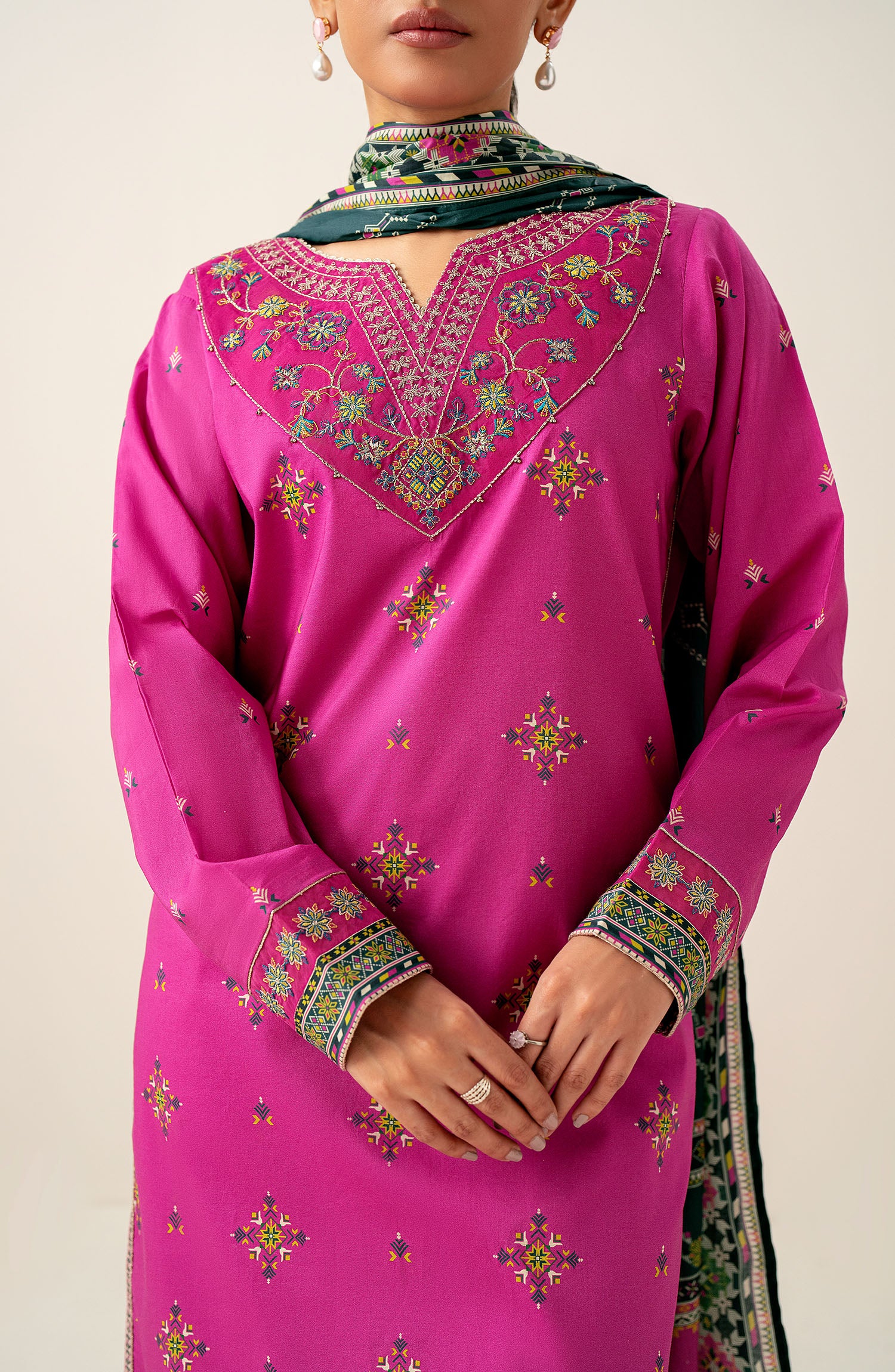 Stitched 3 Piece Embroidered Lawn Suit - Image 3