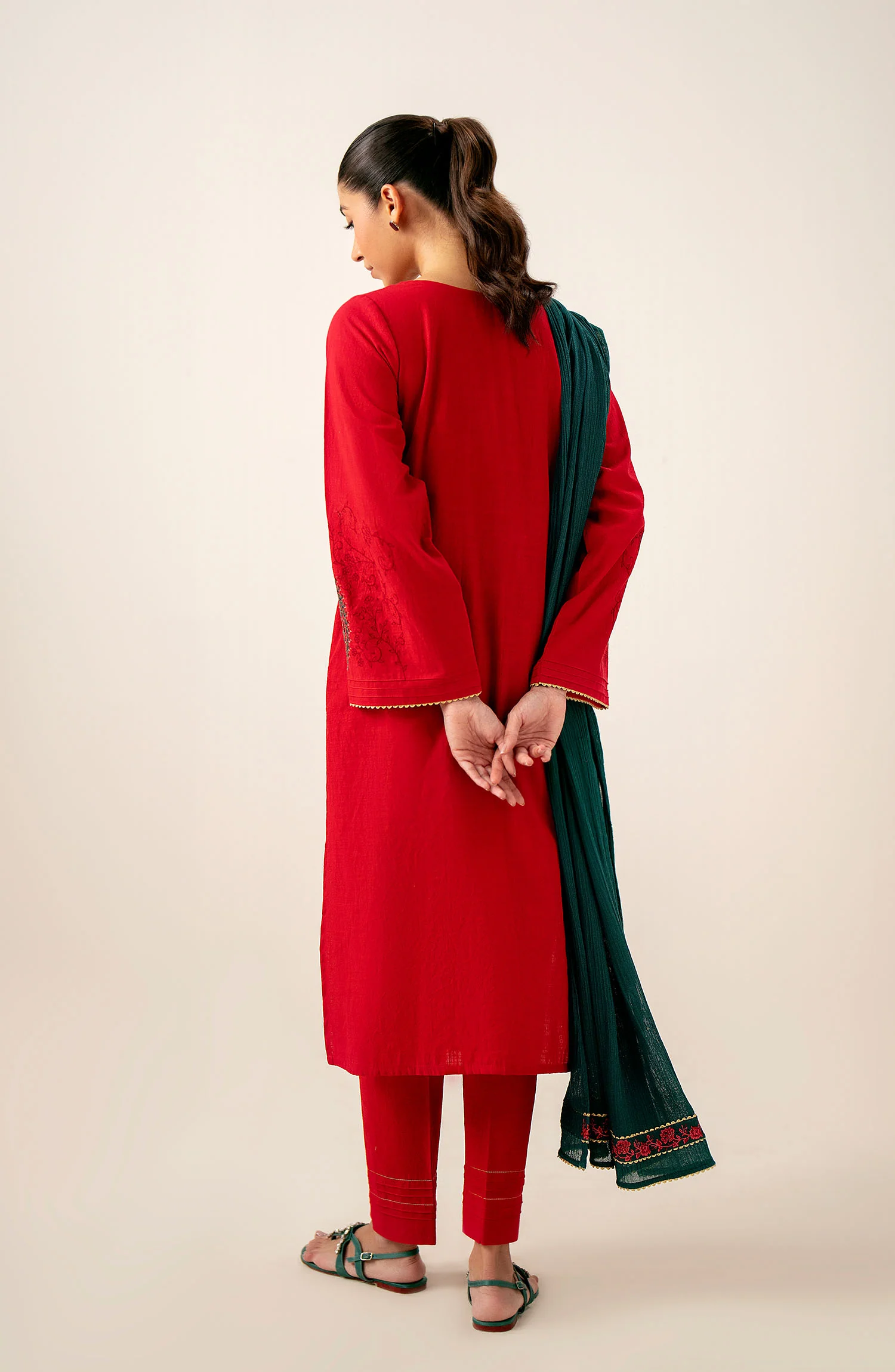 Stitched 3 Piece Embroidered Lawn Suit - Image 5