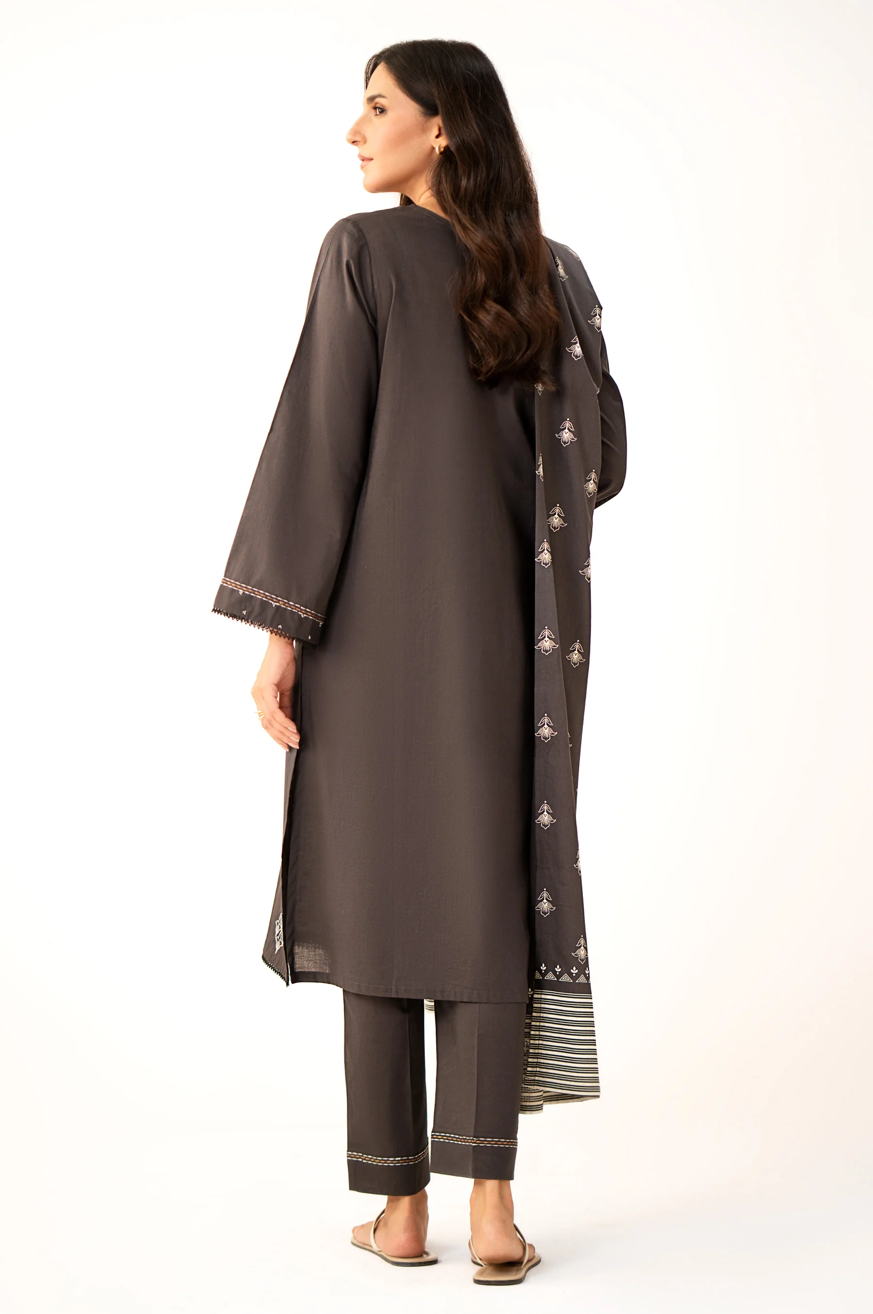 Stitched 3 Piece Embroidered Lawn Suit - Image 3