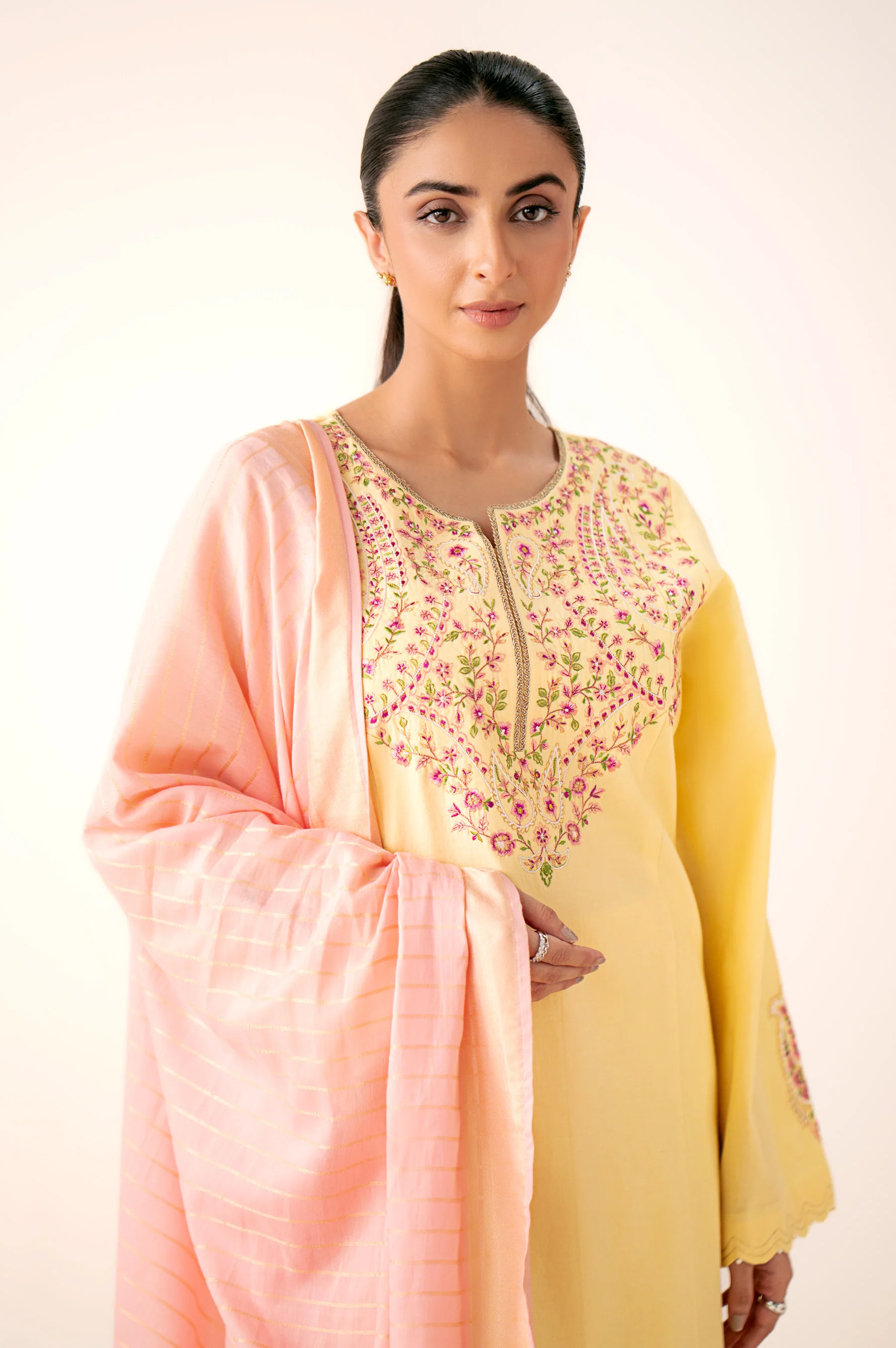 Stitched 3 Piece Embroidered Lawn Suit - Image 2