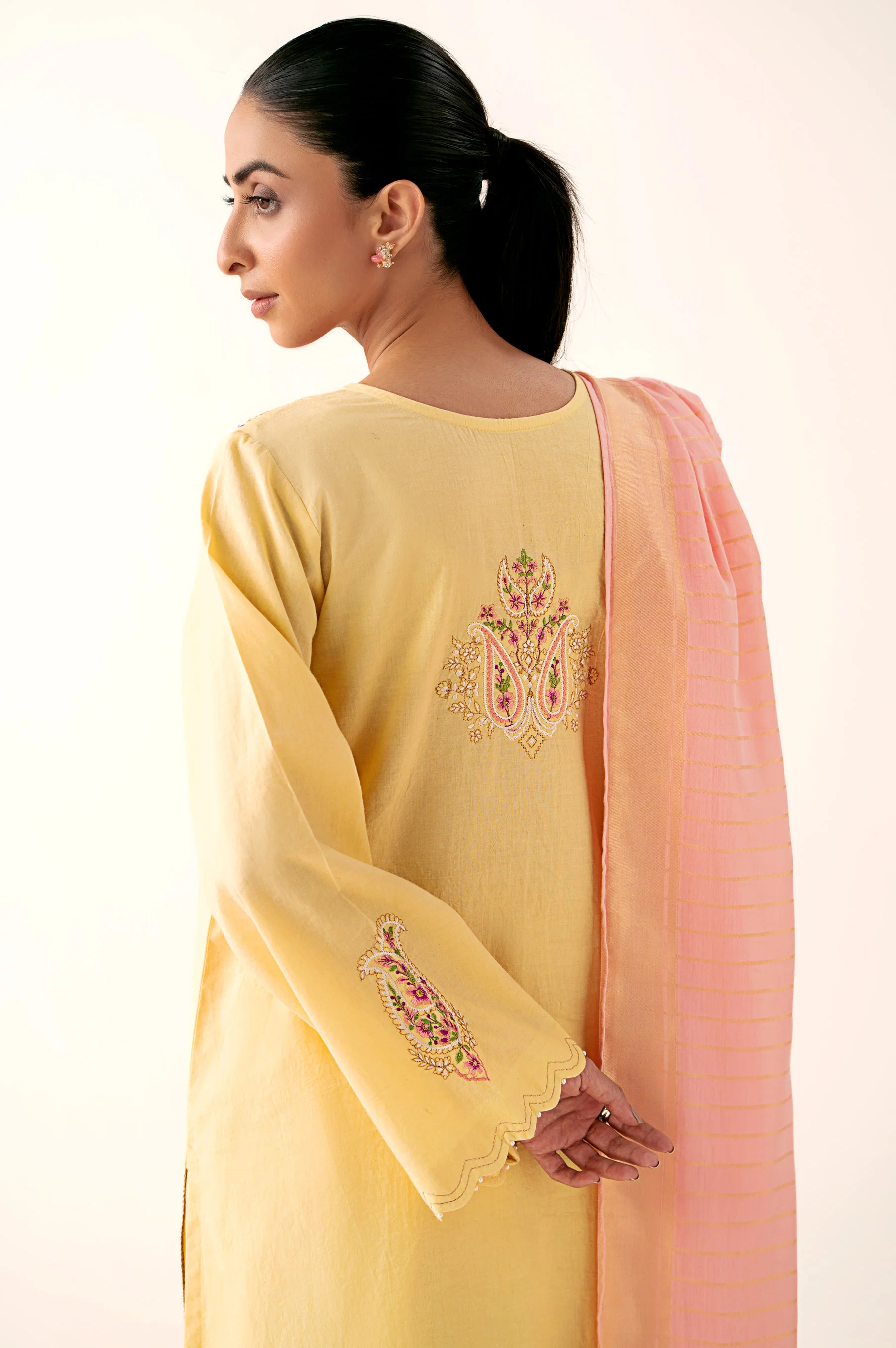 Stitched 3 Piece Embroidered Lawn Suit - Image 3