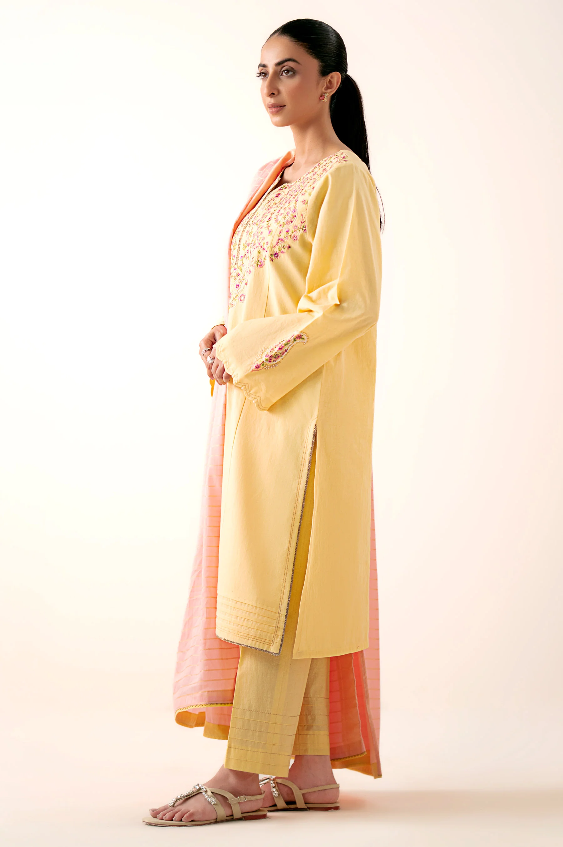 Stitched 3 Piece Embroidered Lawn Suit - Image 4