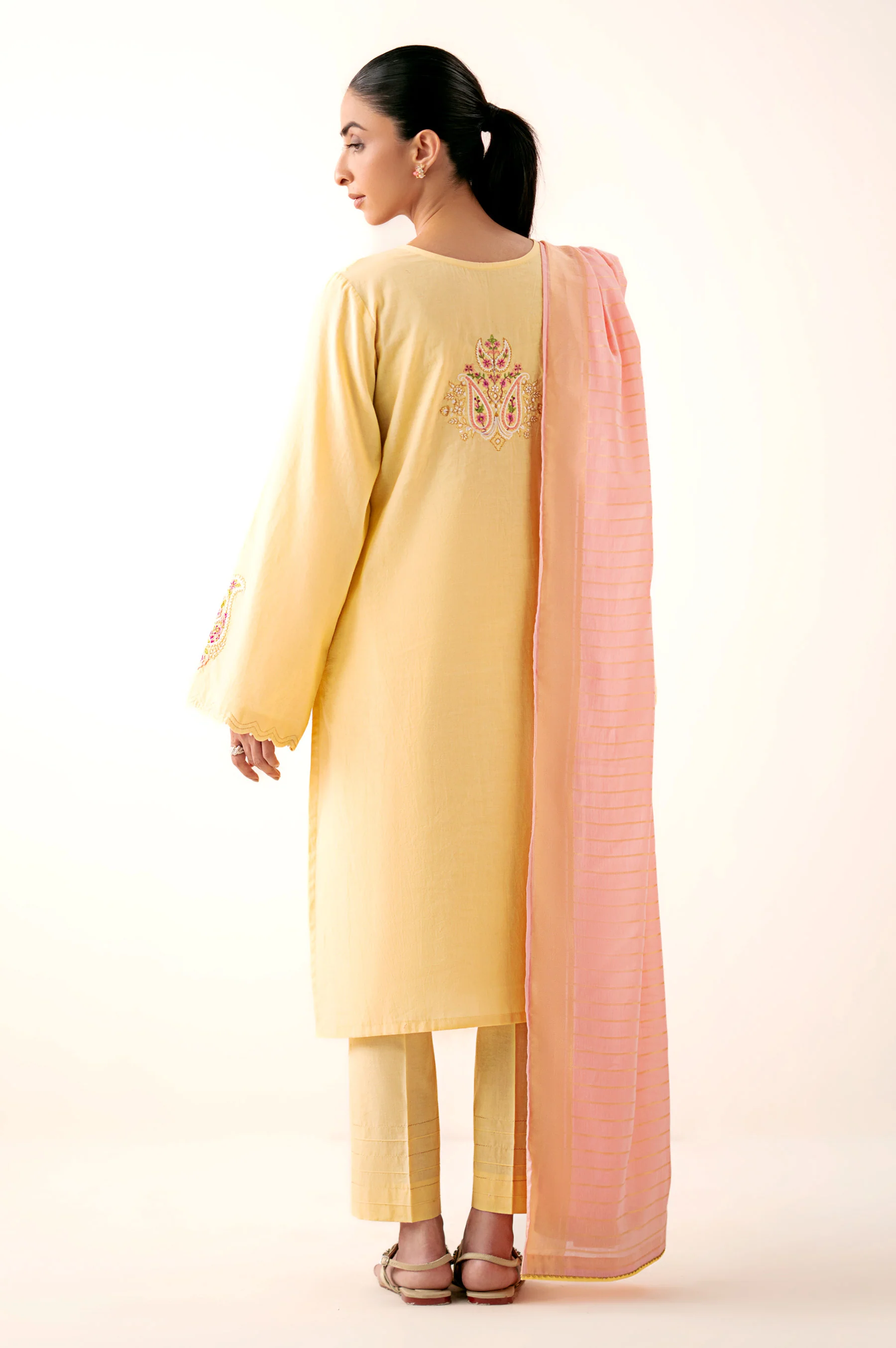 Stitched 3 Piece Embroidered Lawn Suit - Image 6