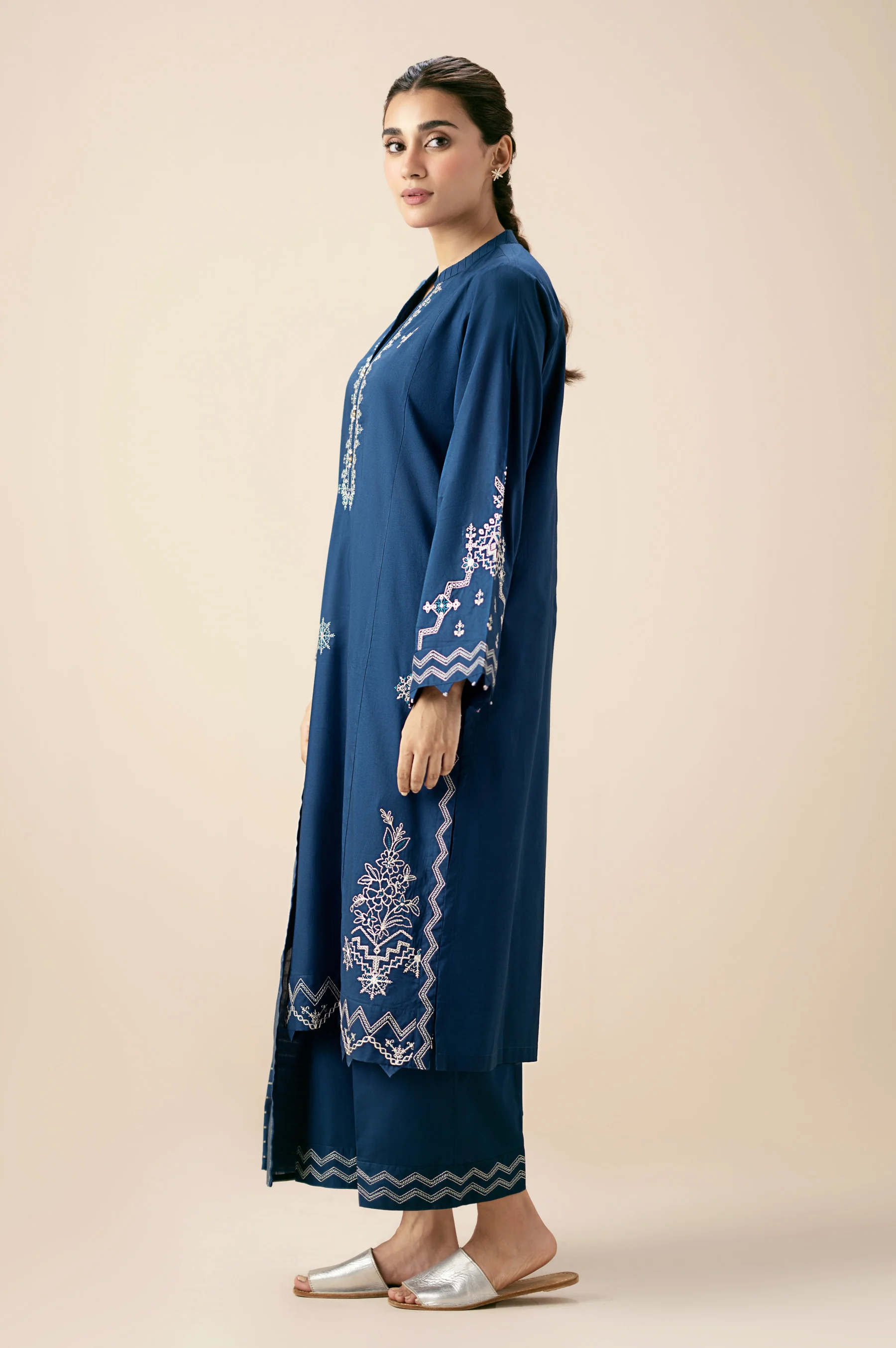 Stitched 3 Piece Embroidered Lawn Suit - Image 3