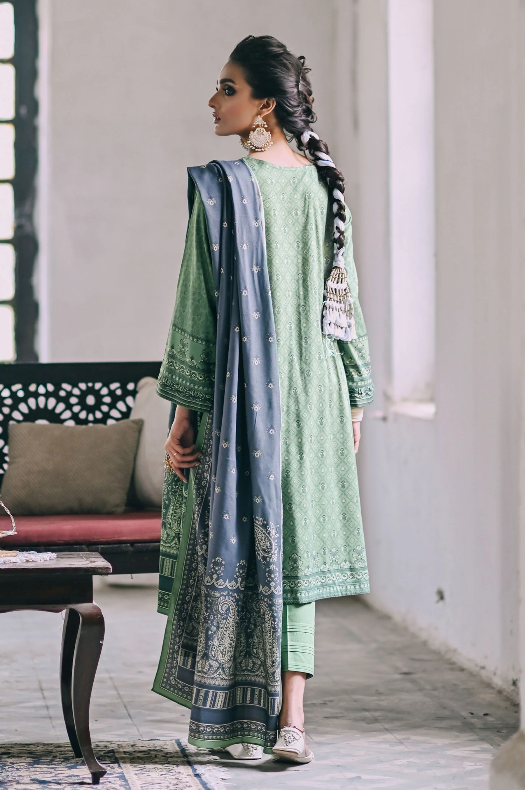 Stitched 3 Piece Embroidered Linen Viscose Suit - Image 2