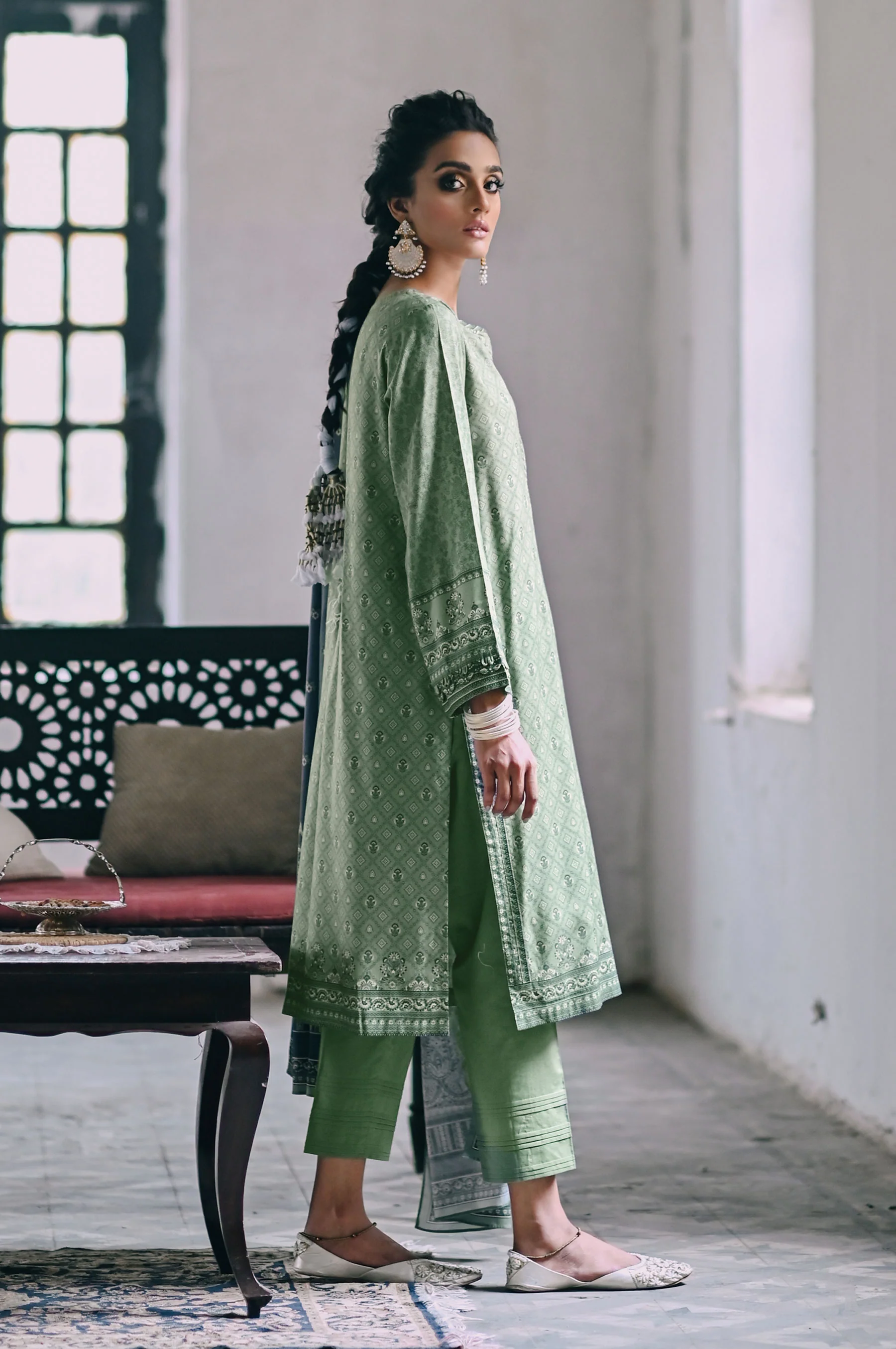 Stitched 3 Piece Embroidered Linen Viscose Suit - Image 5
