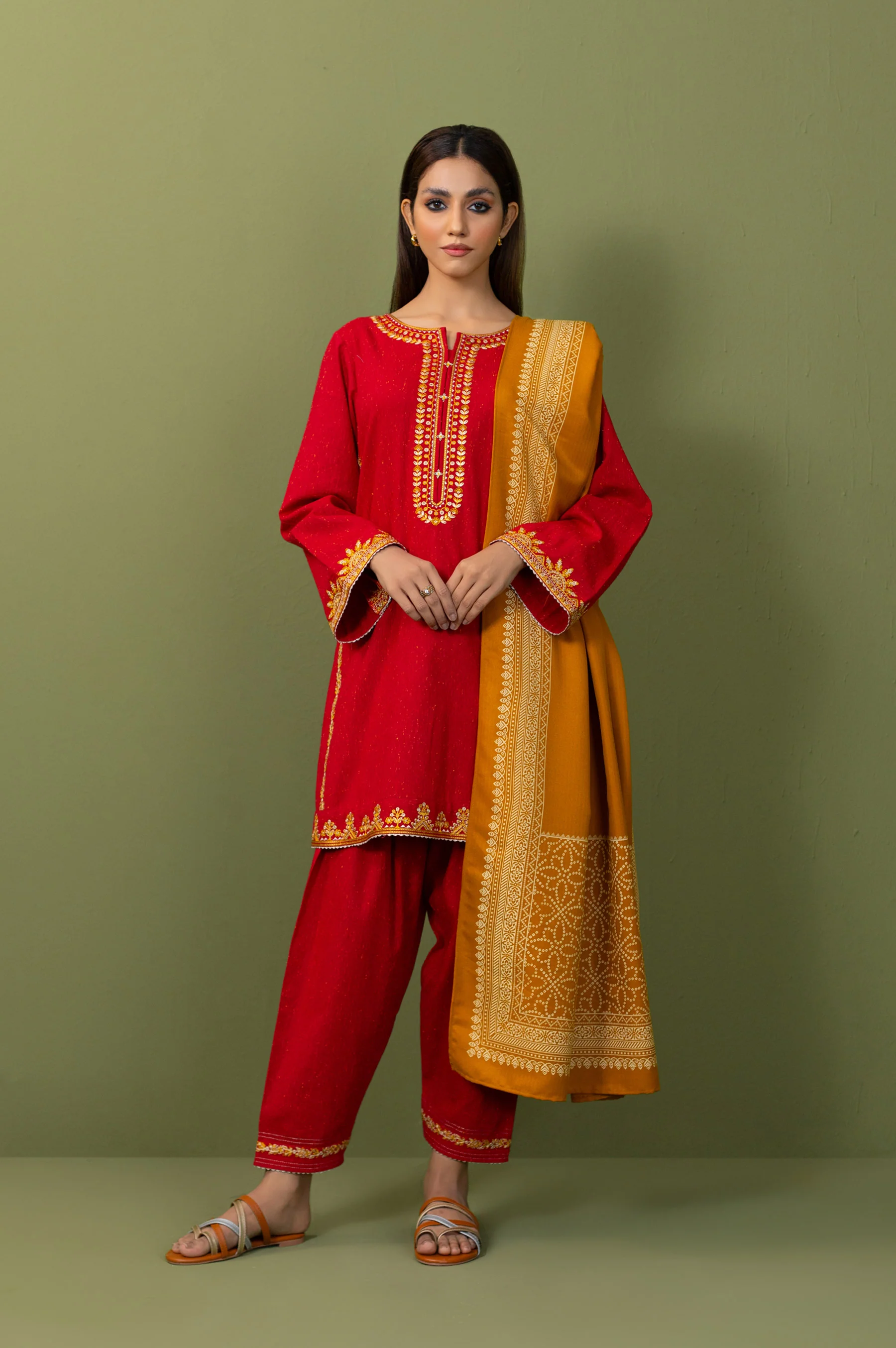 Stitched 3 Piece Embroidered Multi Neps Suit