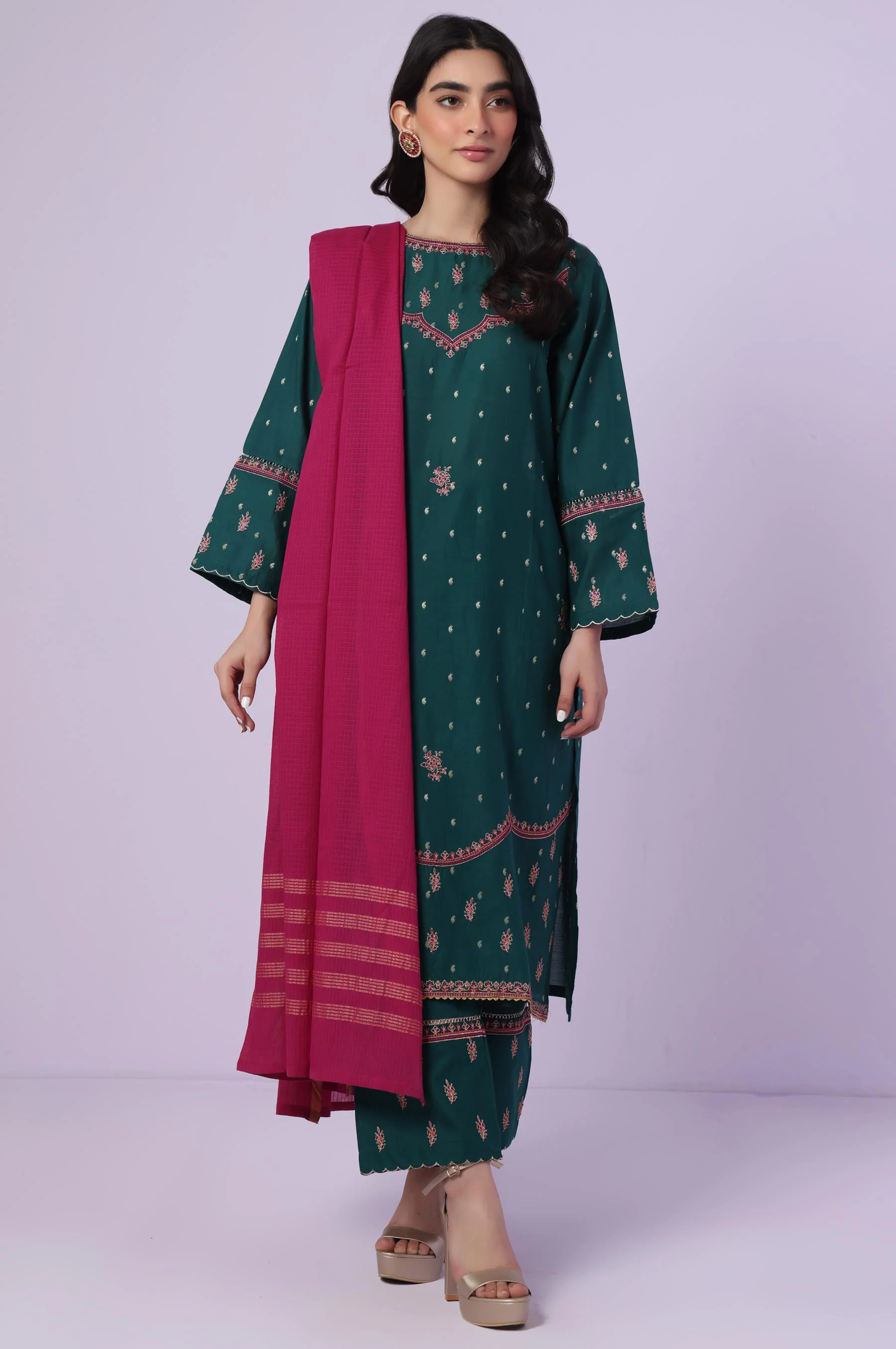 Stitched 3 Piece Embroidered Mysuri Suit - Image 6