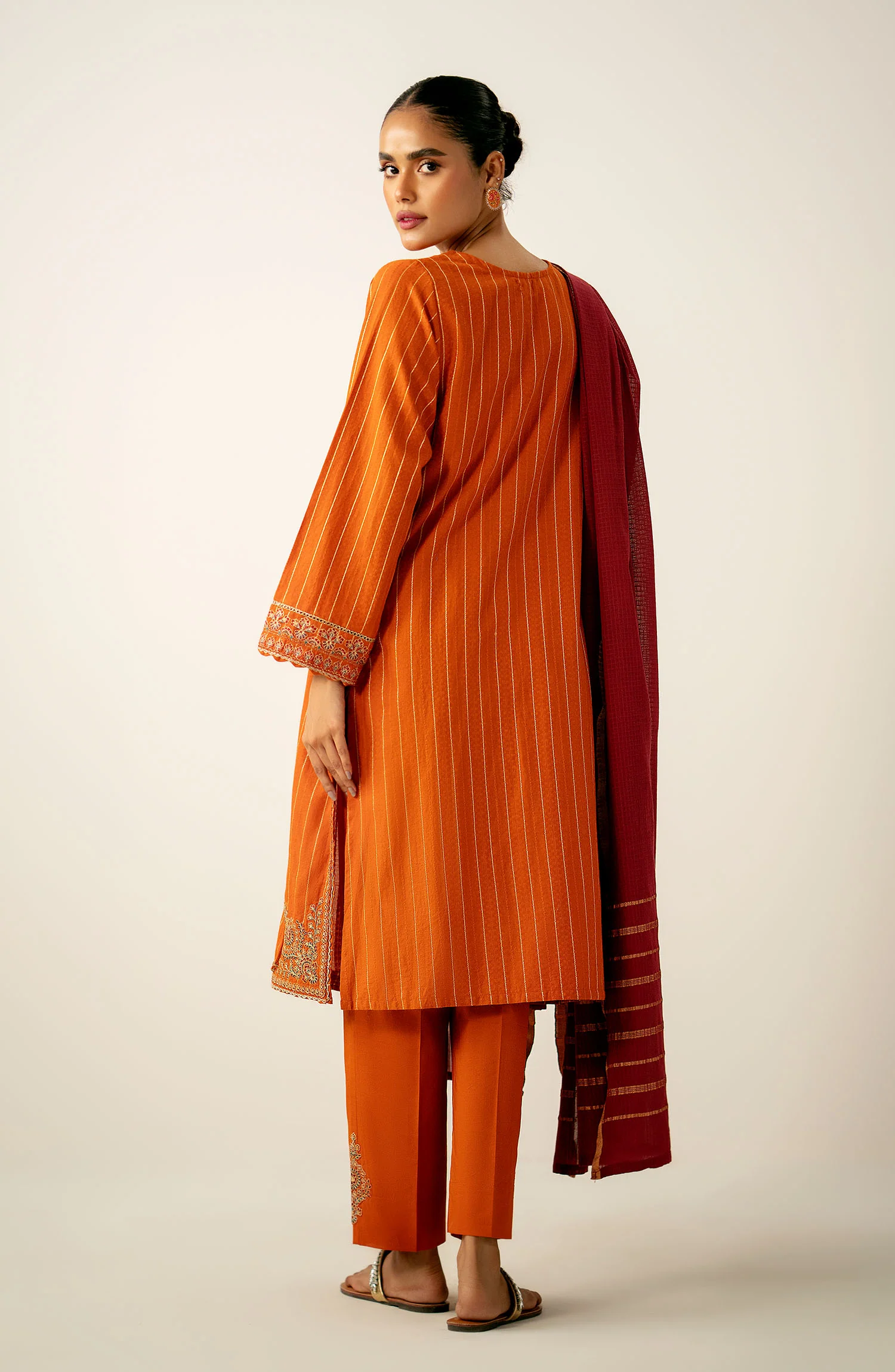 Stitched 3 Piece Embroidered Mysuri Suit - Image 5