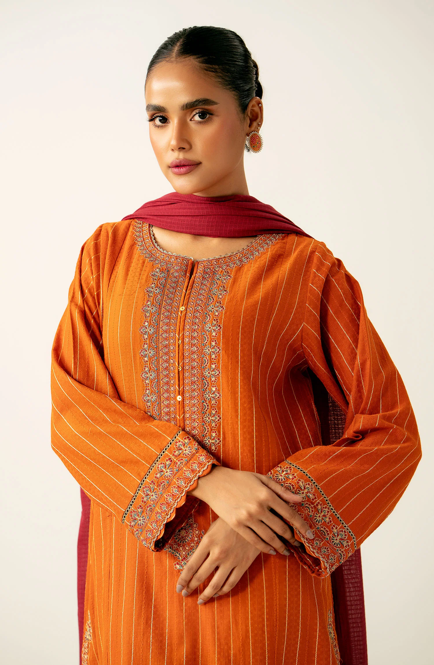 Stitched 3 Piece Embroidered Mysuri Suit - Image 6