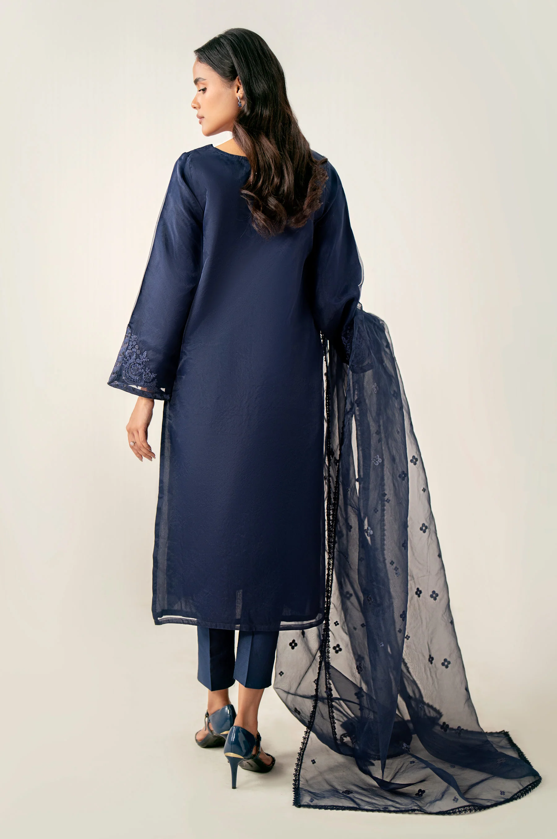 Stitched 3 Piece Embroidered Organza Suit - Image 6