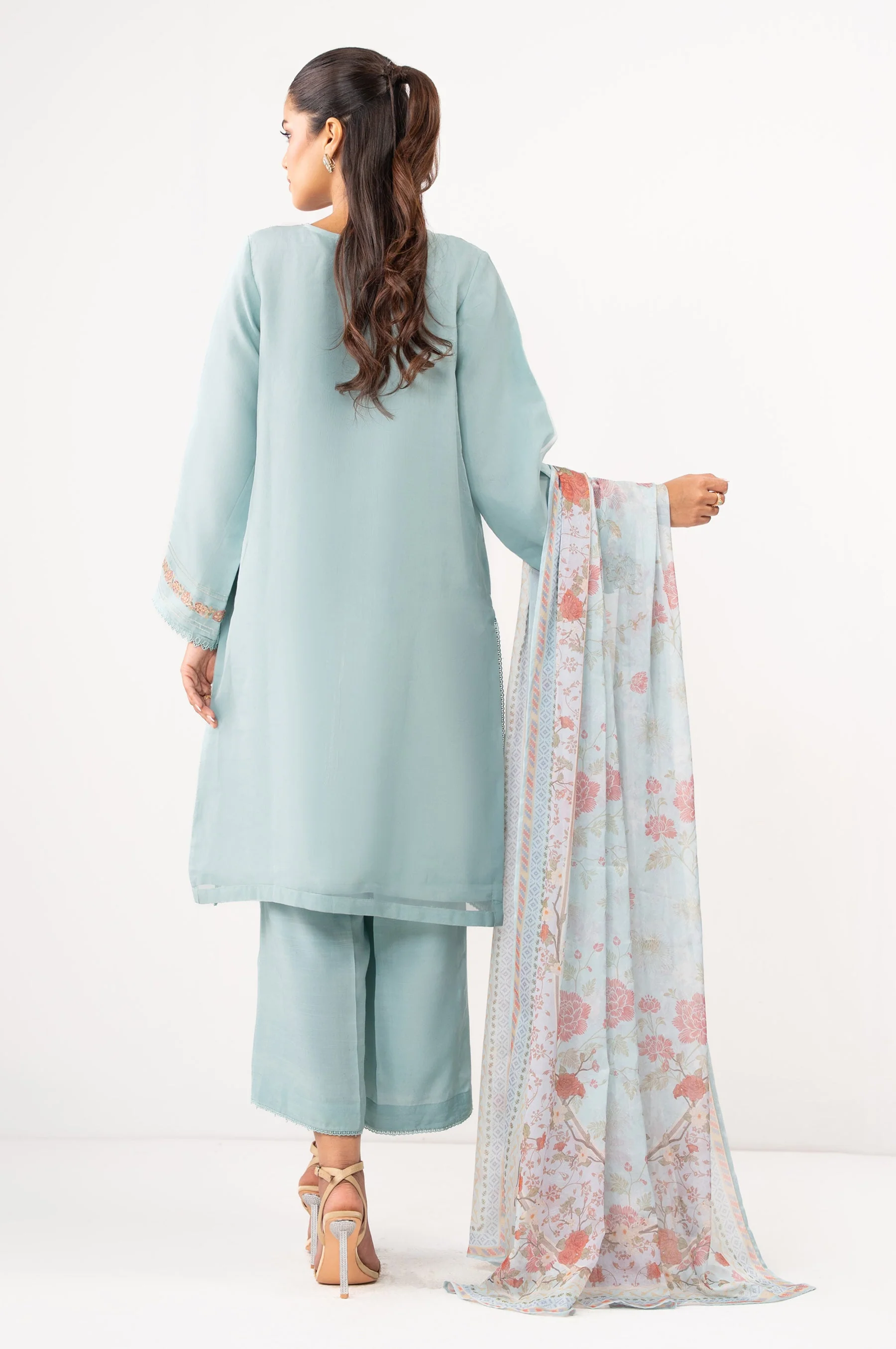 STITCHED EMBROIDERED ORGANZA SUIT (FACTORY E-OUTLET) - Image 6