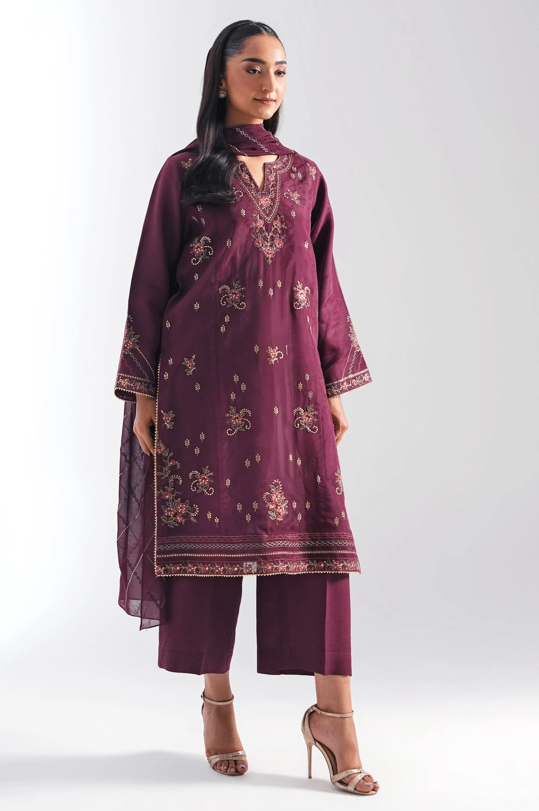 EMBROIDERED ORGANZA SUIT (FACTORY E-OUTLET) - Image 3