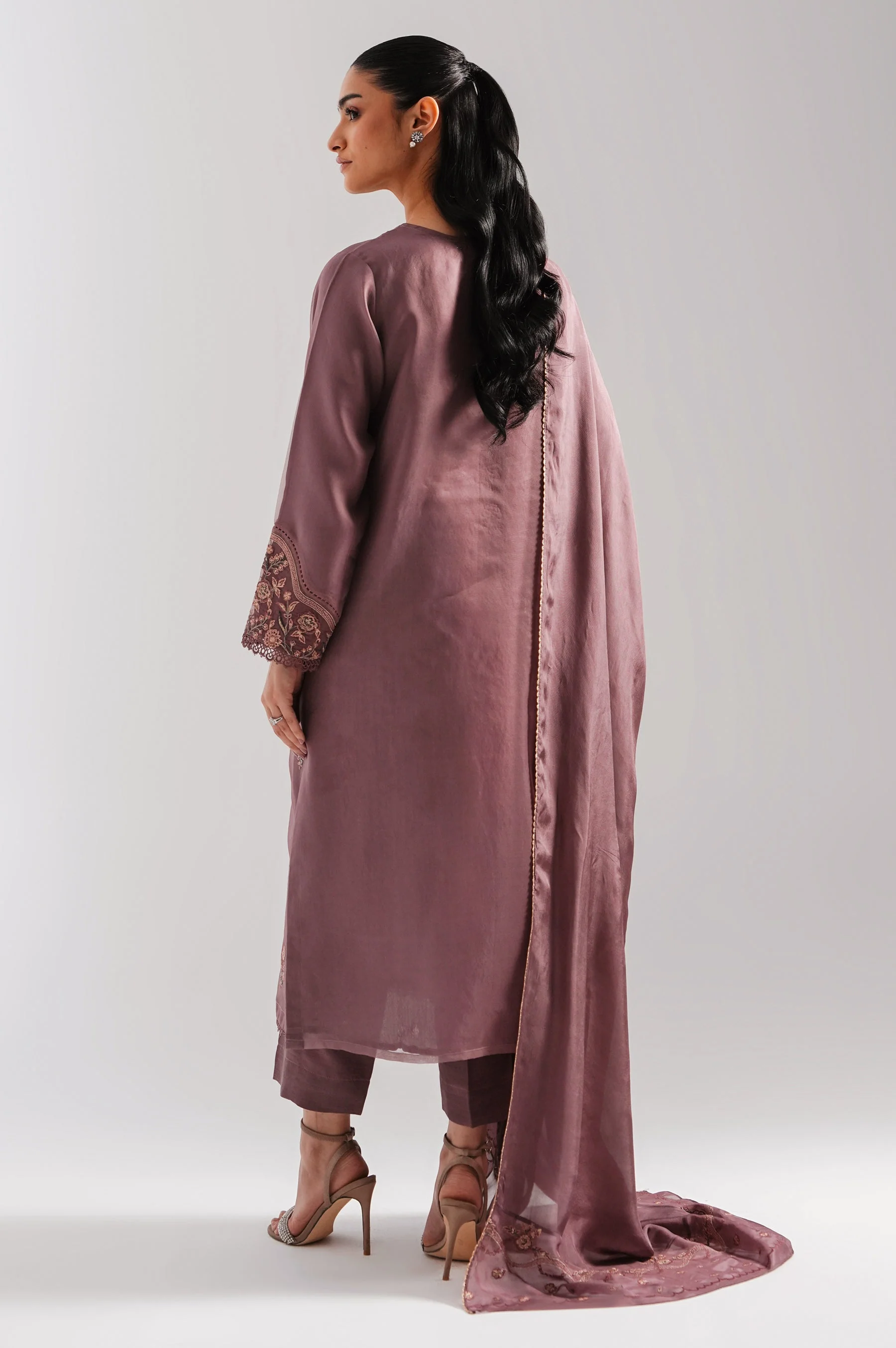 STITCHED EMBROIDERED ORGANZA SUIT (FACTORY E-OUTLET) - Image 3