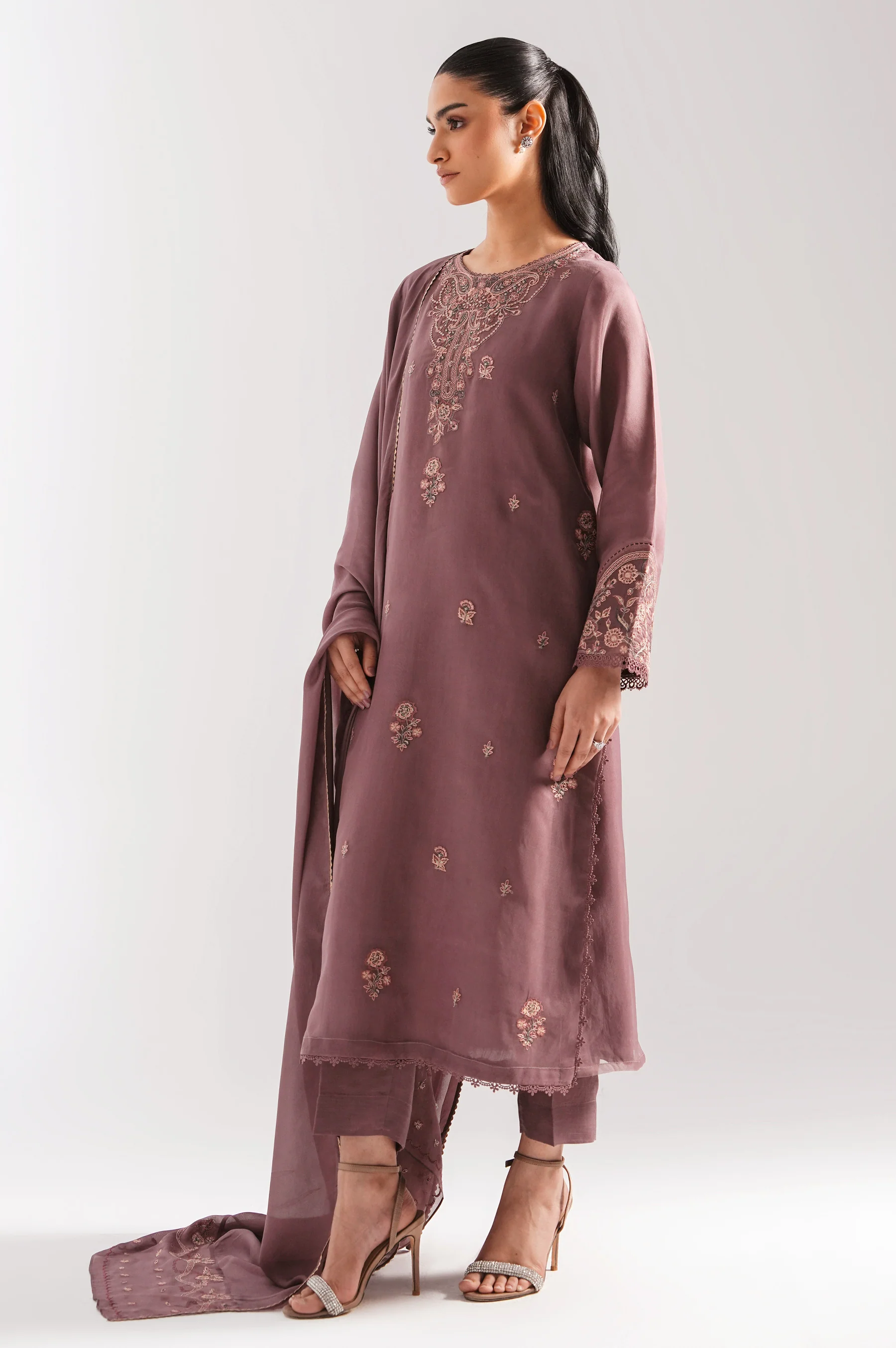 STITCHED EMBROIDERED ORGANZA SUIT - Image 5