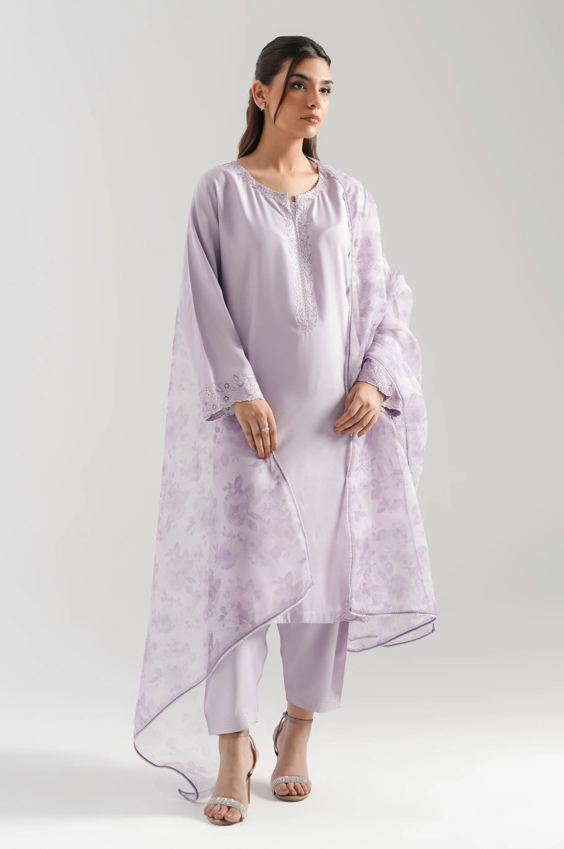 STITCHED EMBROIDERED RAW SILK SUIT - Image 3
