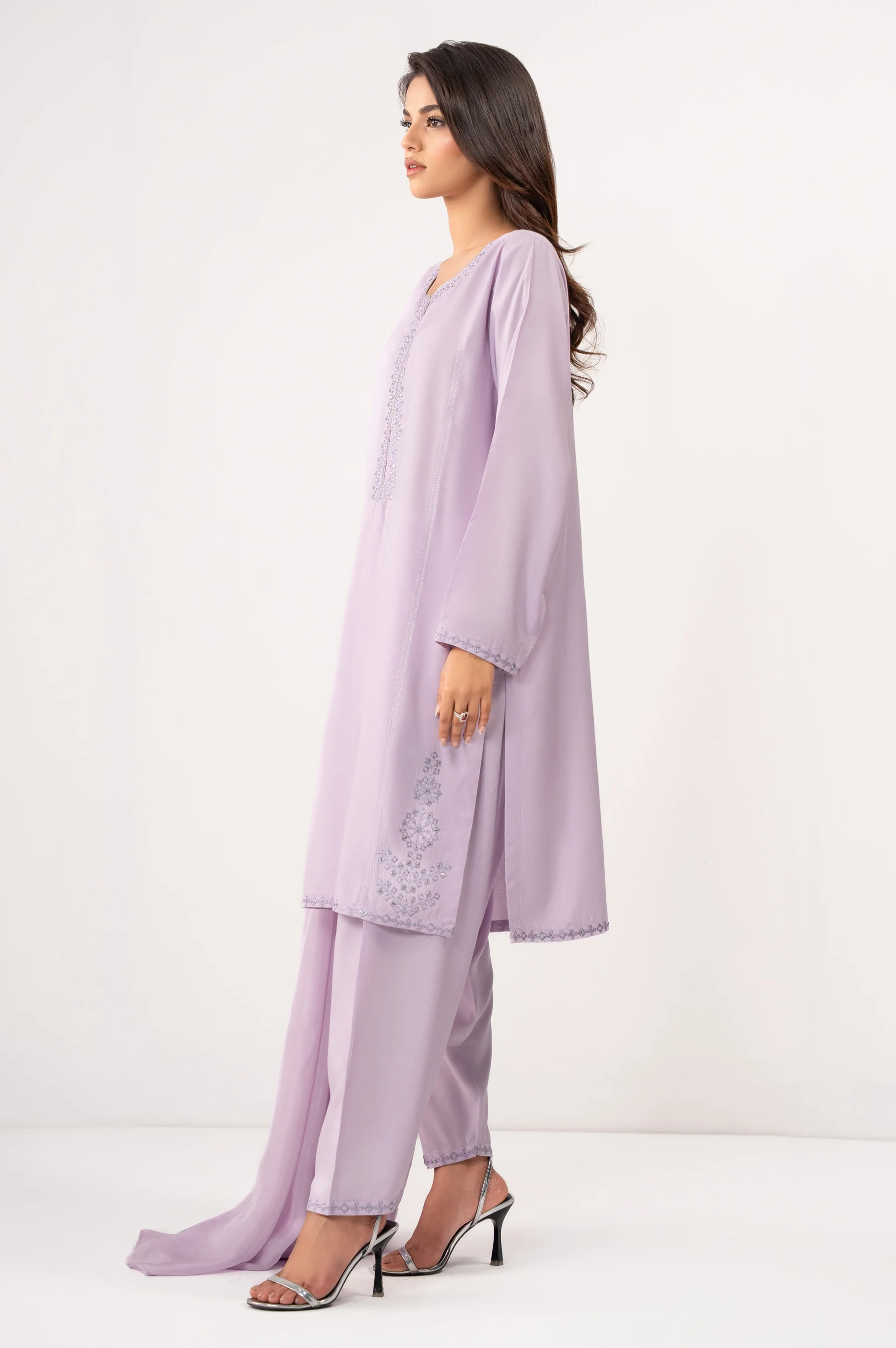 STITCHED EMBROIDERED RAW SILK SUIT - Image 4