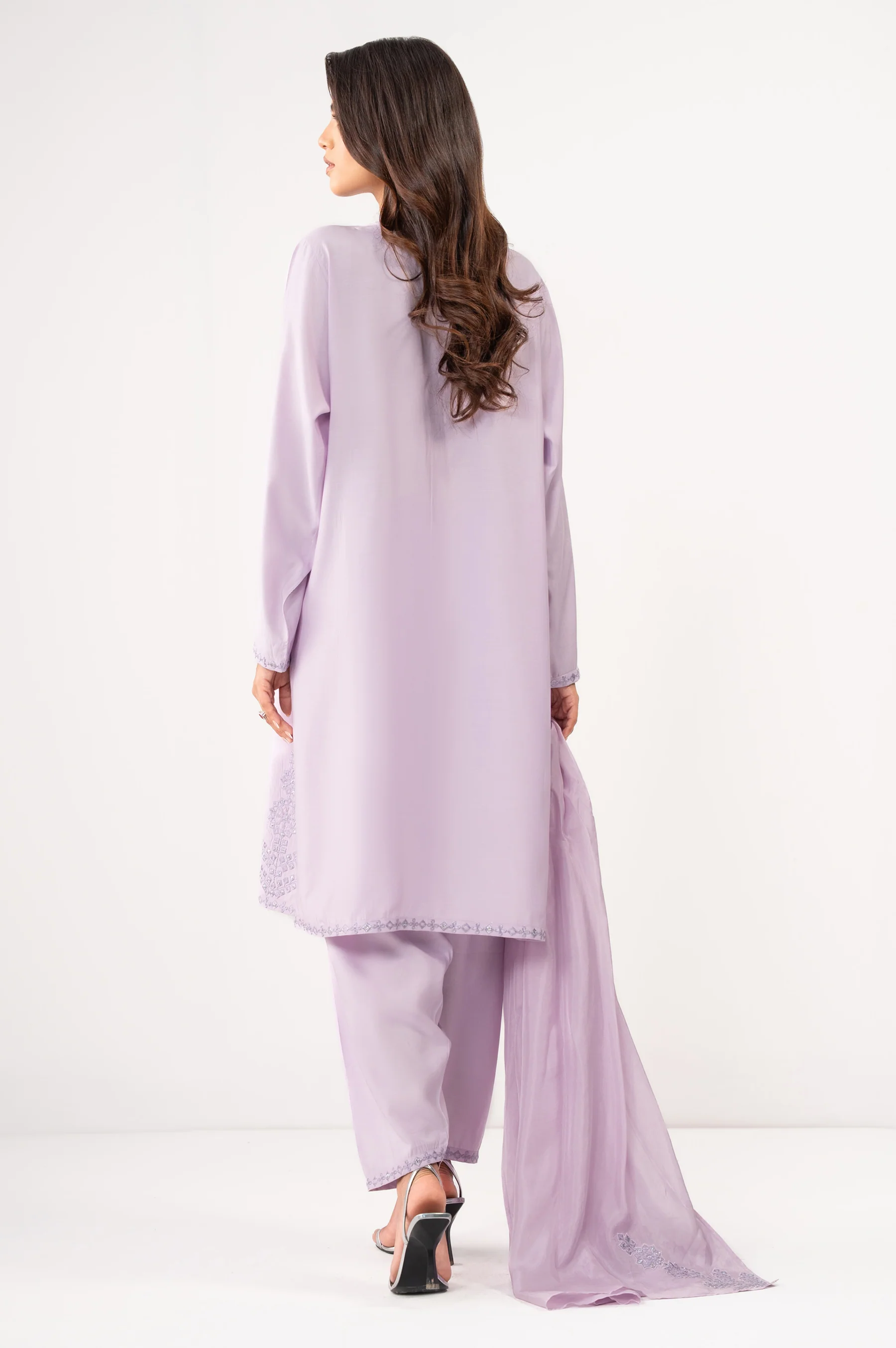 STITCHED EMBROIDERED RAW SILK SUIT - Image 5