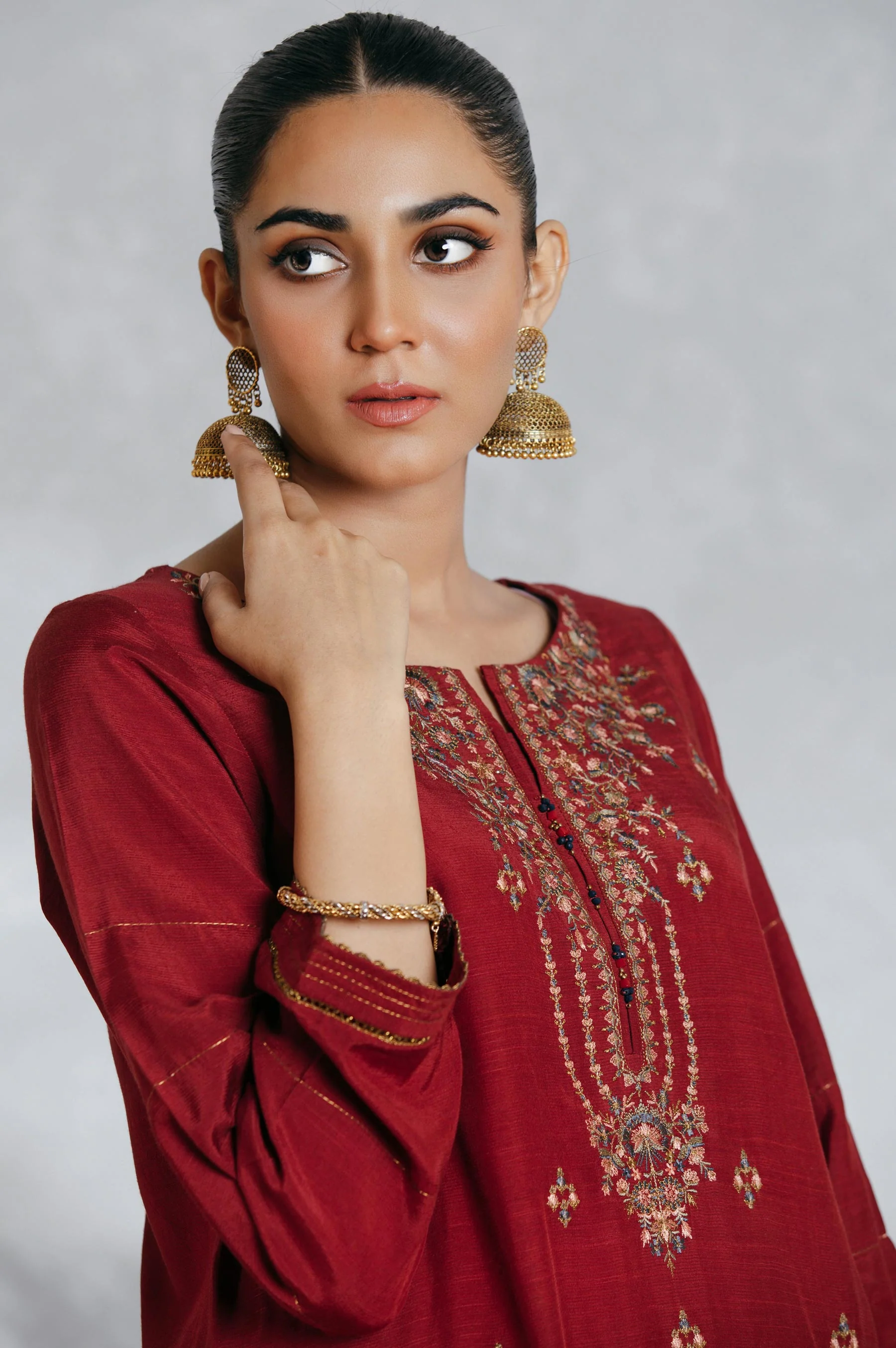 Stitched 3 Piece Raw Silk Embroidered Suit - Image 4
