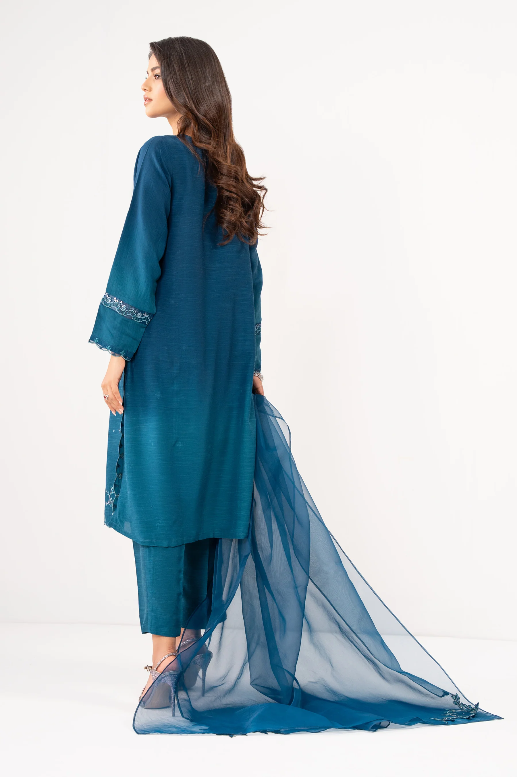 STITCHED EMBROIDERED RAW SILK SUIT - Image 4