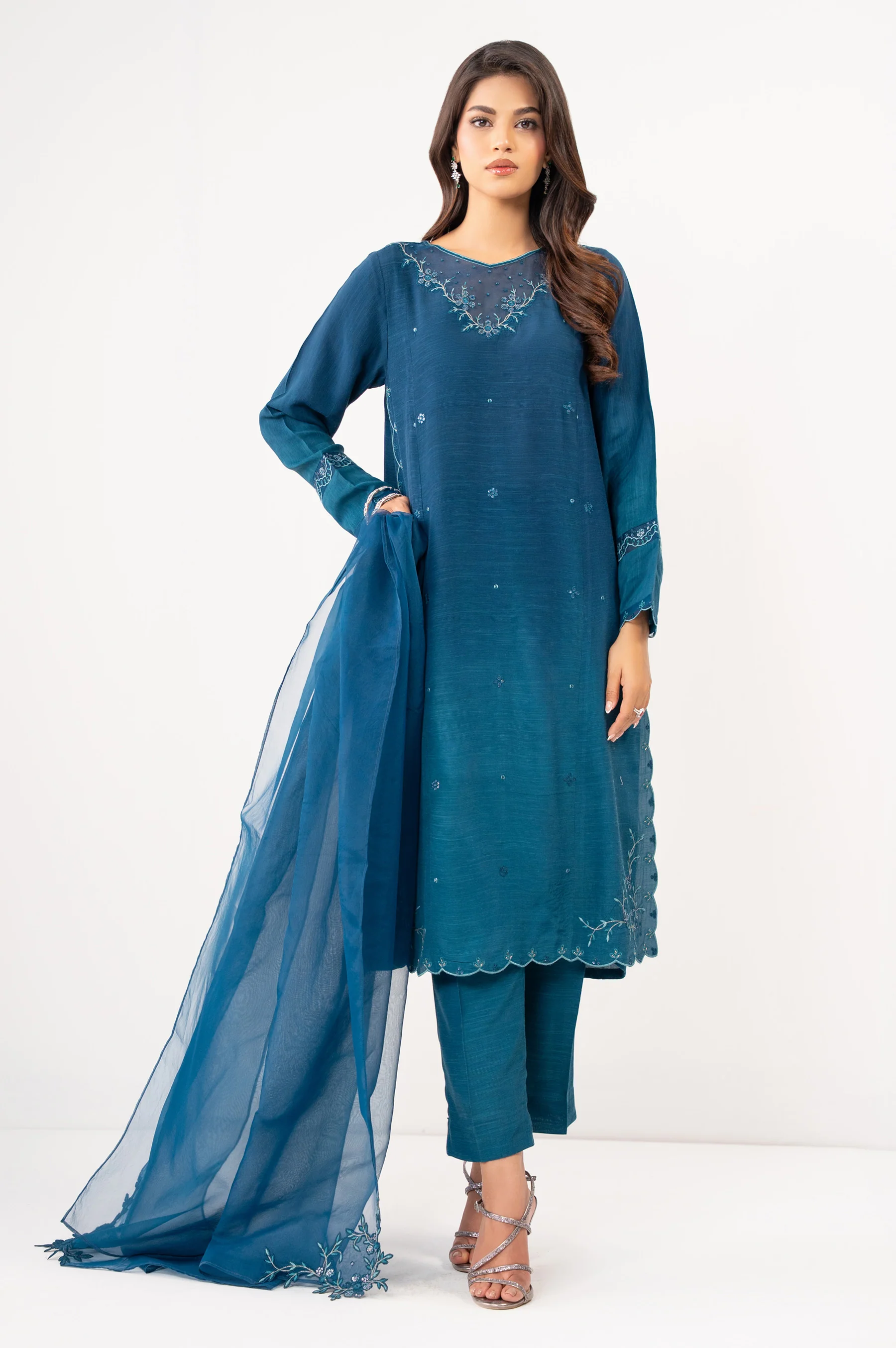 STITCHED EMBROIDERED RAW SILK SUIT - Image 5