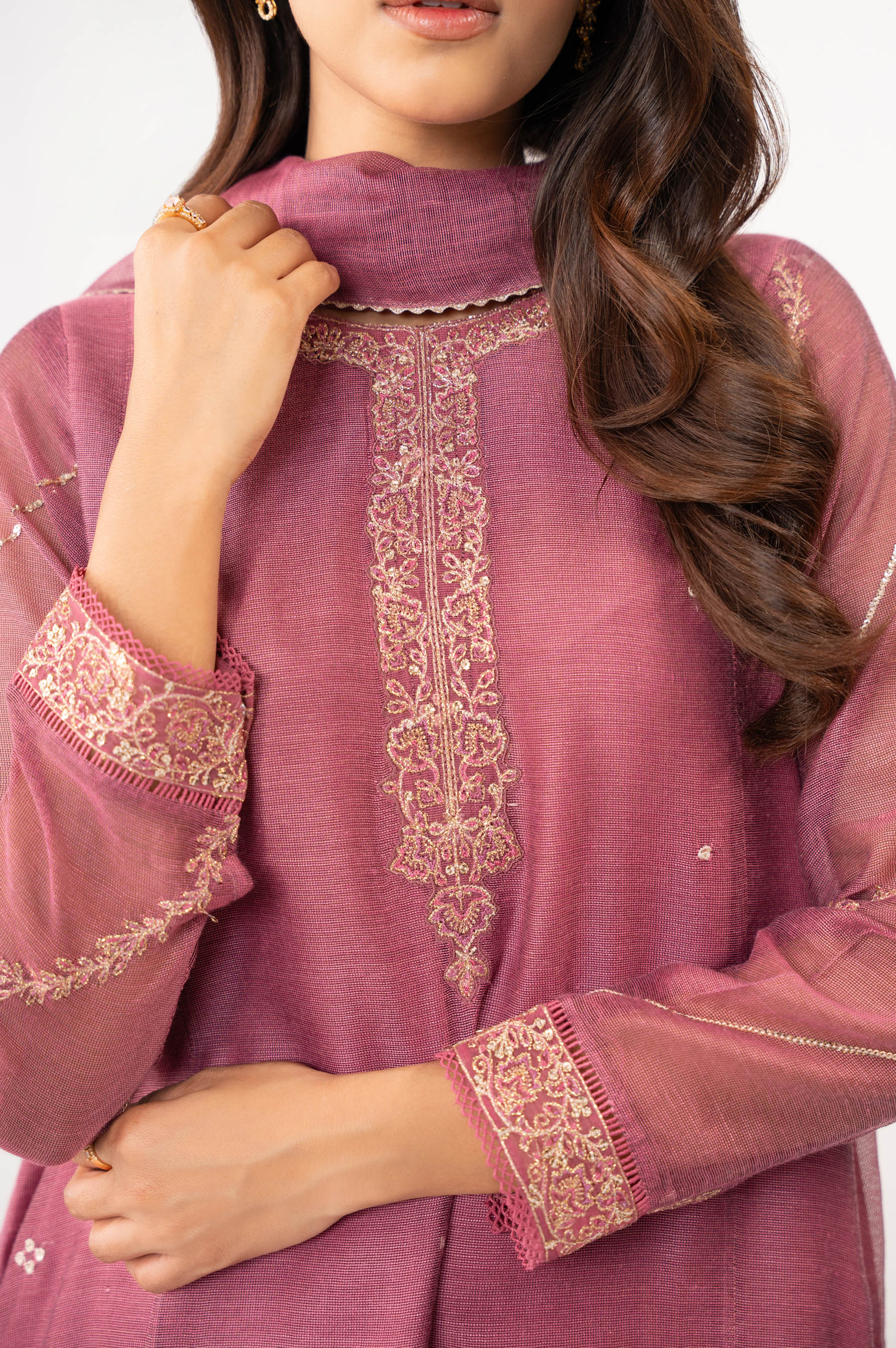 STITCHED EMBROIDERED KHADDI NET SUIT - Image 6