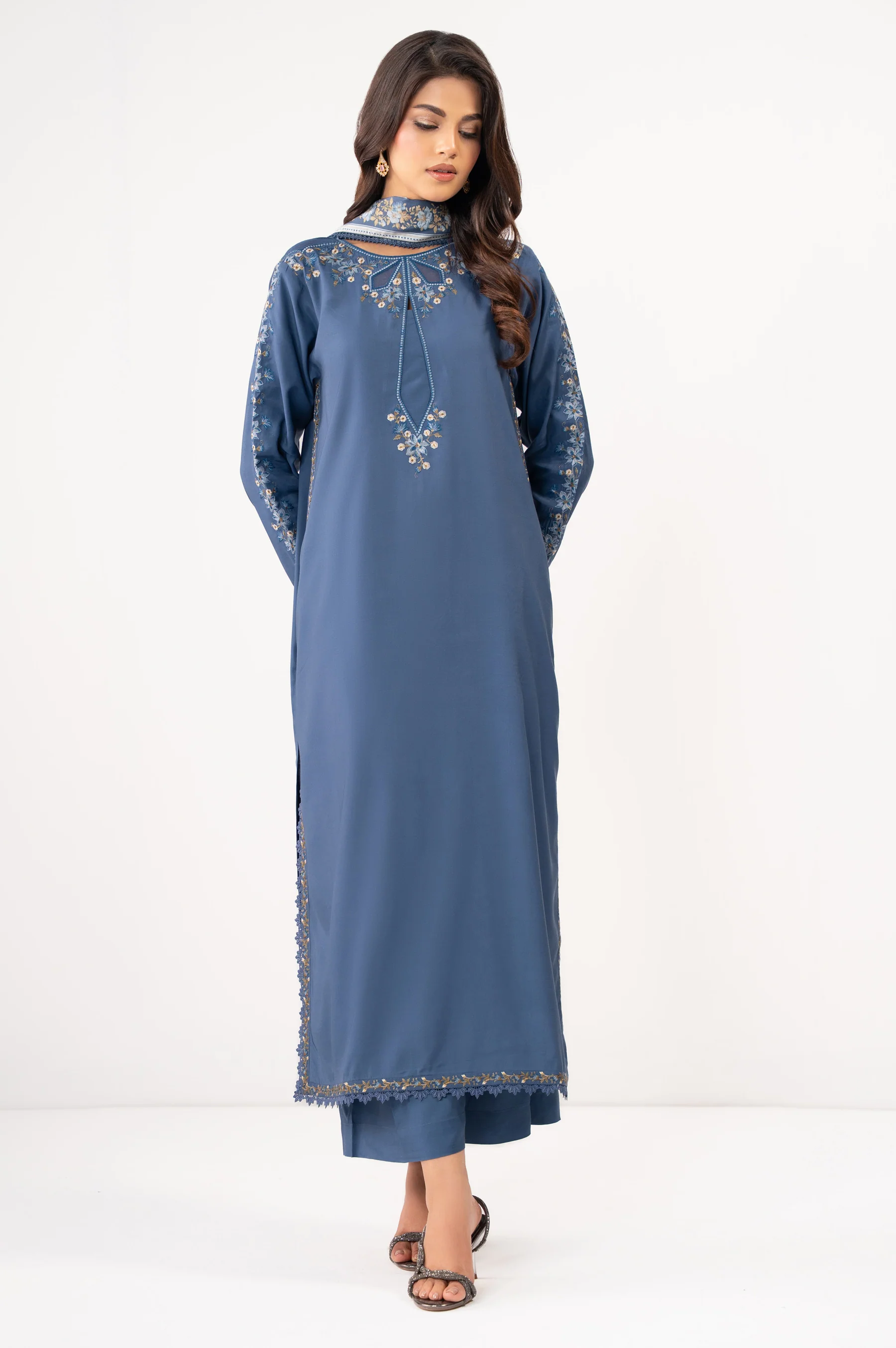 STITCHED EMBROIDERED RAW SILK SUIT - Image 5