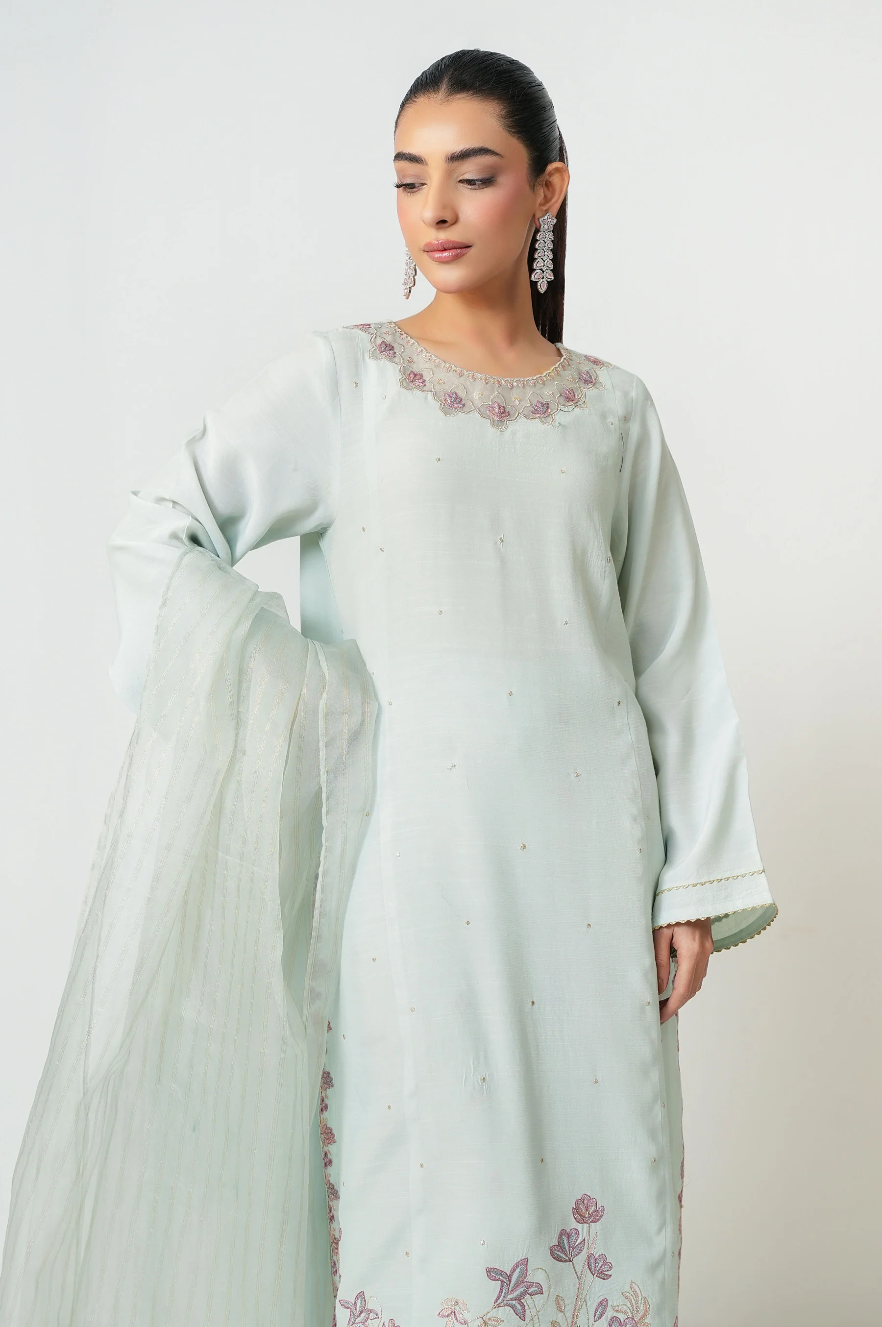 STITCHED EMBROIDERED RAW SILK SUIT - Image 3