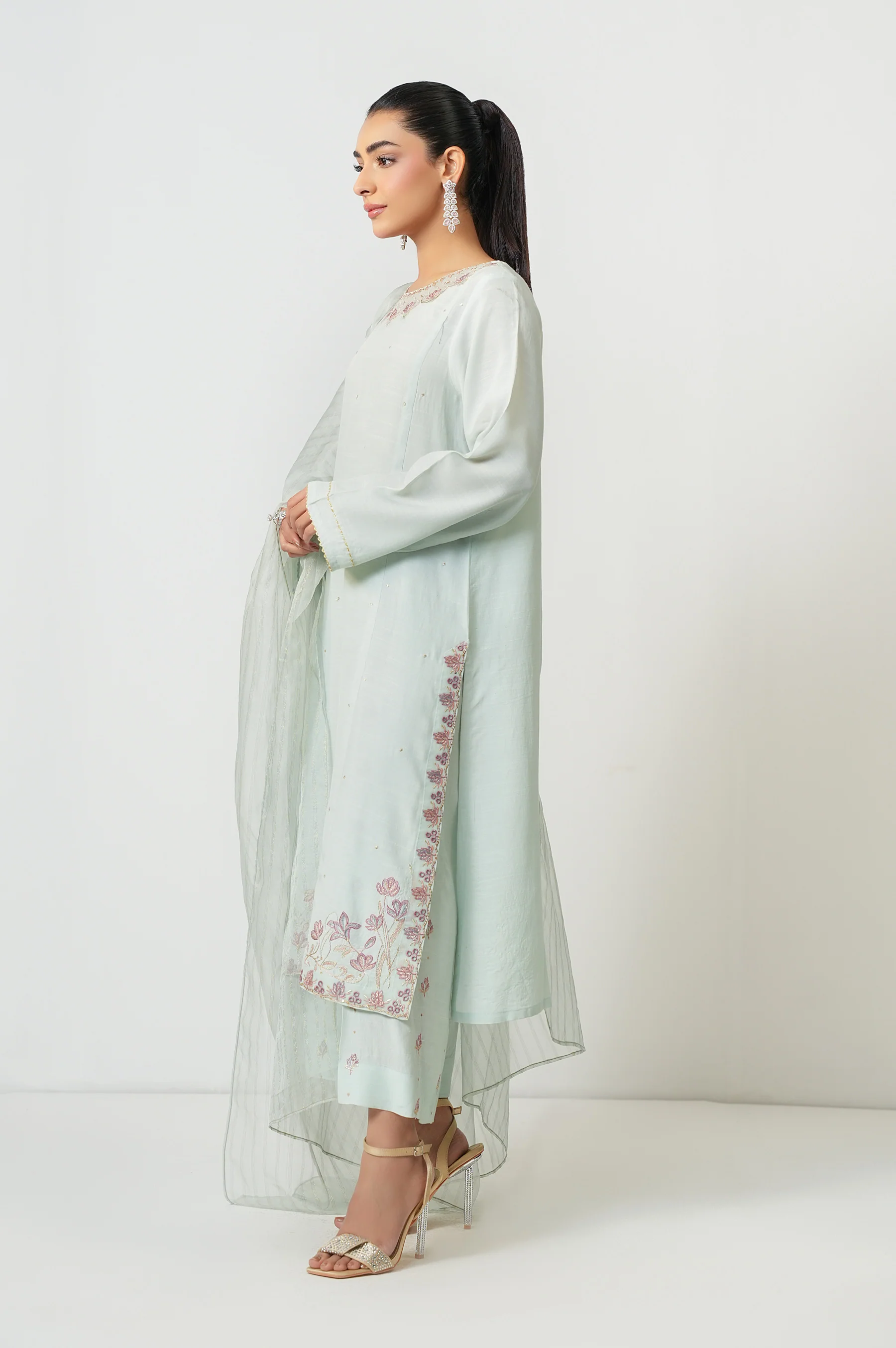 STITCHED EMBROIDERED RAW SILK SUIT - Image 4