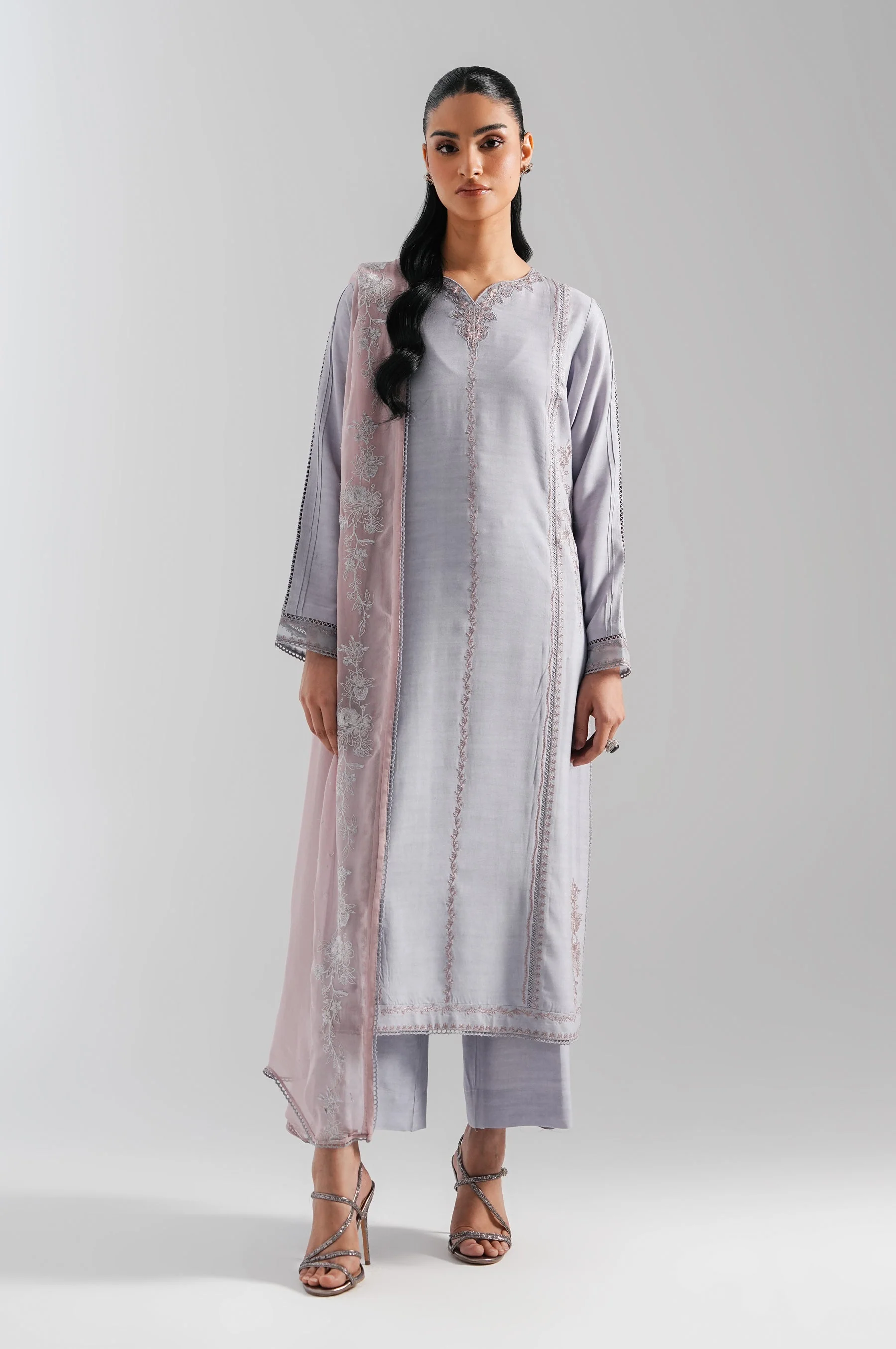 STITCHED EMBROIDERED RAW SILK SUIT - Image 7