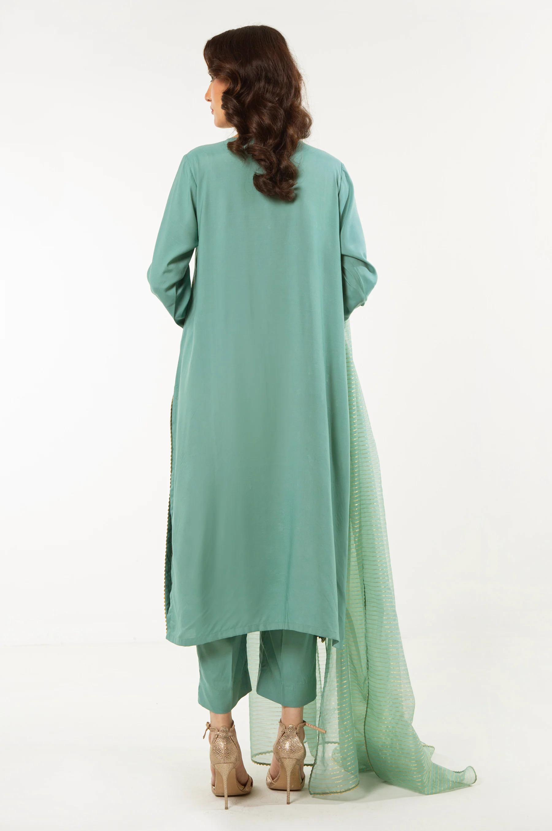 STITCHED EMBROIDERED RAW SILK SUIT - Image 4