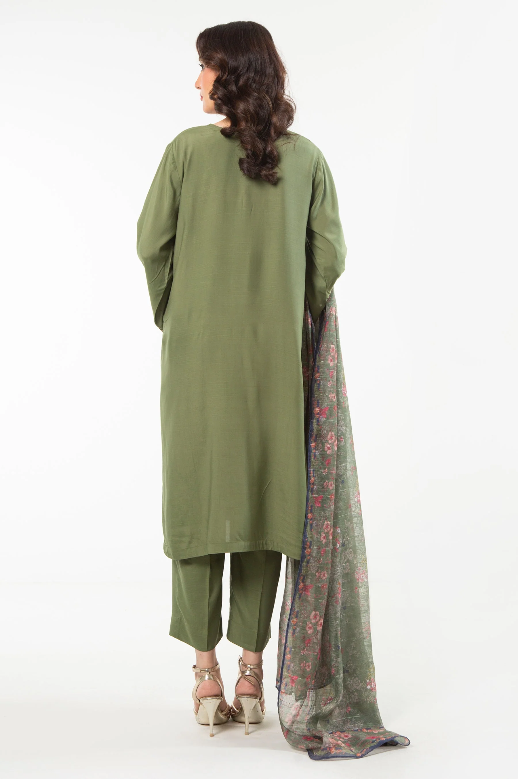 STITCHED EMBROIDERED RAW SILK SUIT (FACTORY E-OUTLET) - Image 8