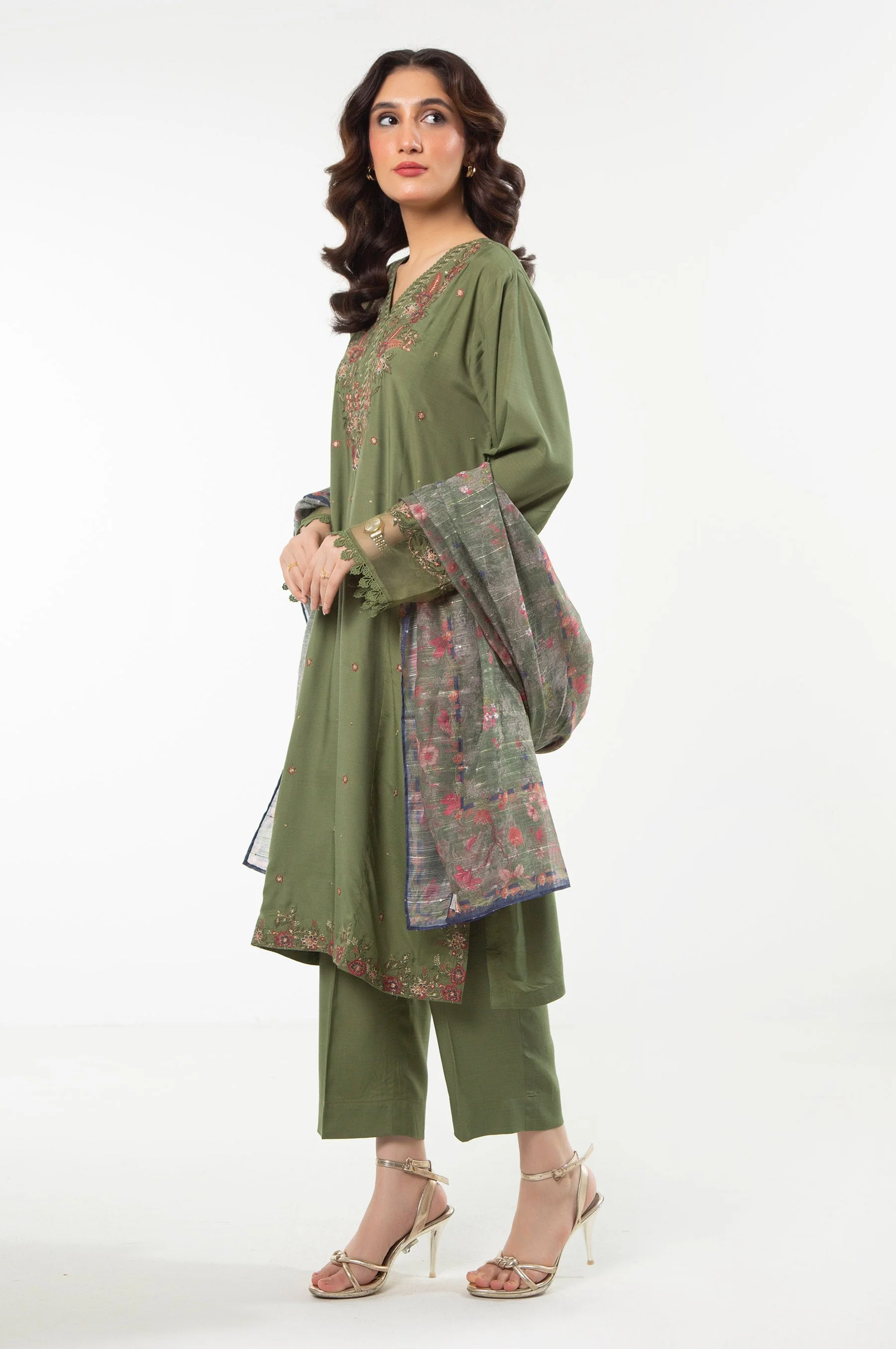 STITCHED EMBROIDERED RAW SILK SUIT - Image 3