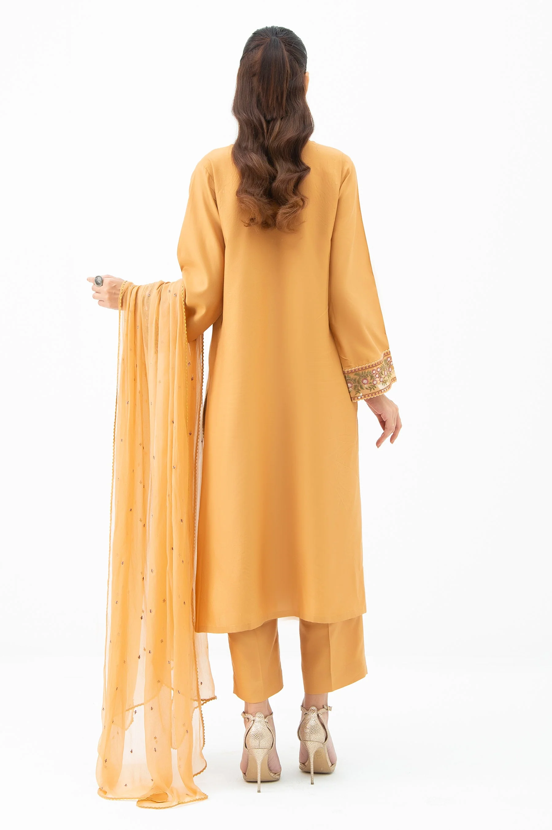 STITCHED EMBROIDERED RAW SILK SUIT (FACTORY E-OUTLET) - Image 4