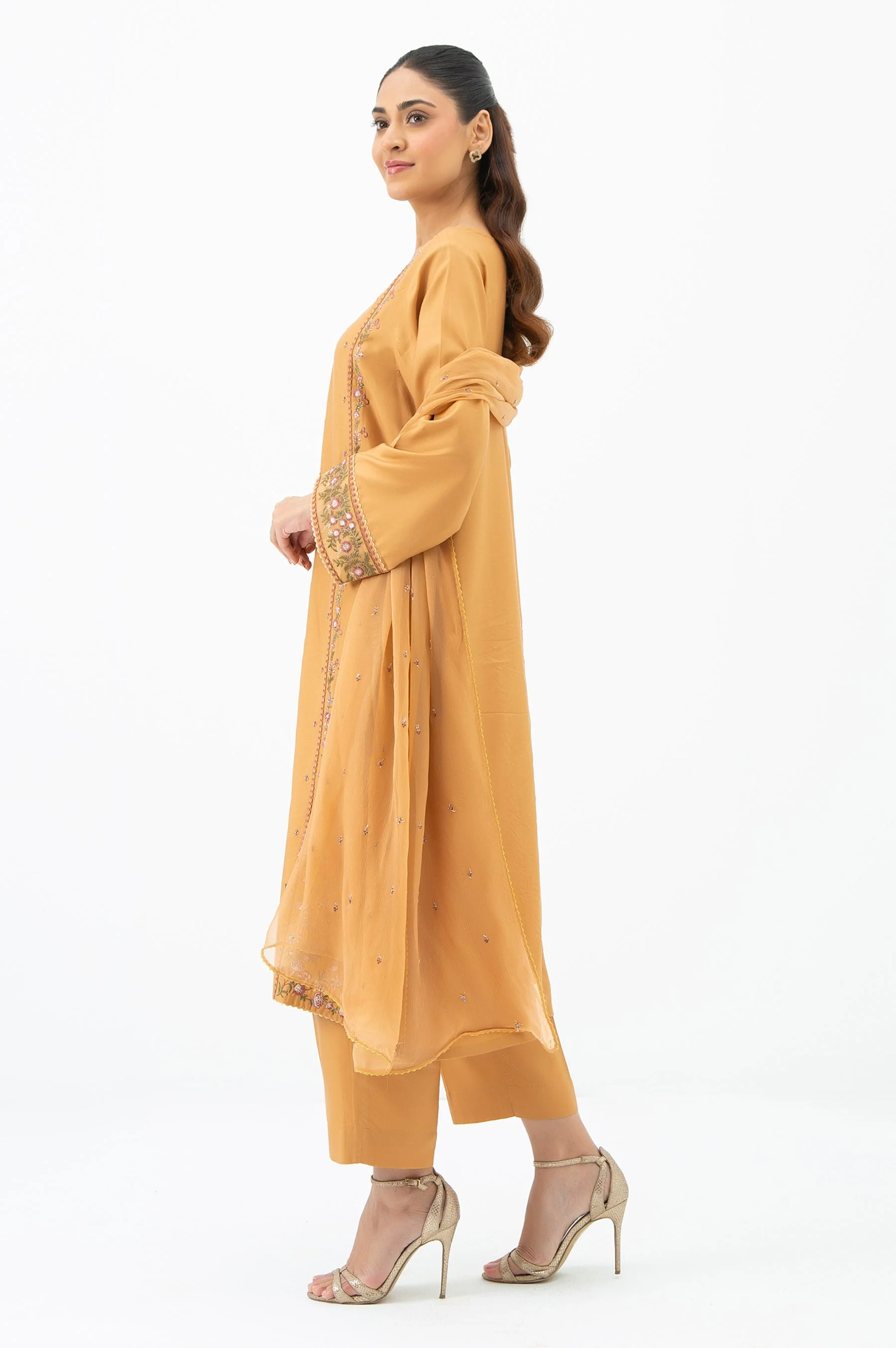 STITCHED EMBROIDERED RAW SILK SUIT (FACTORY E-OUTLET) - Image 5